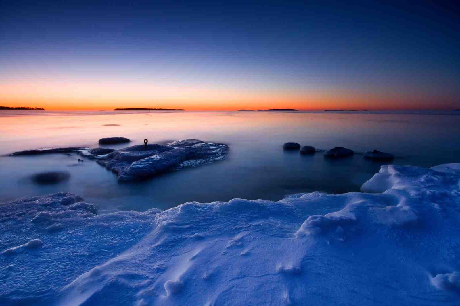 Serene Winter Sunset Coastal Wall Art