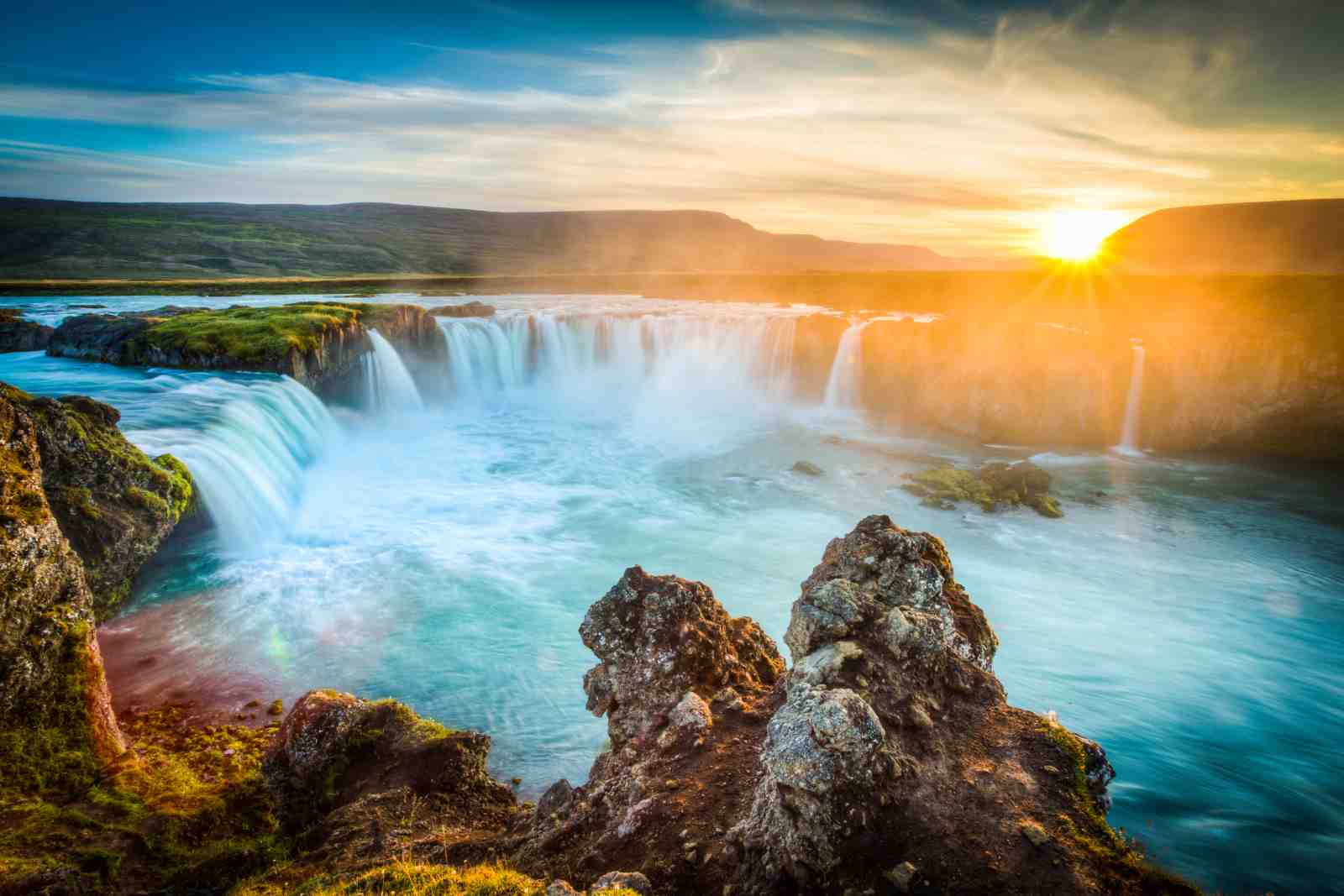 Majestic Waterfall Sunset Iceland Wall Art