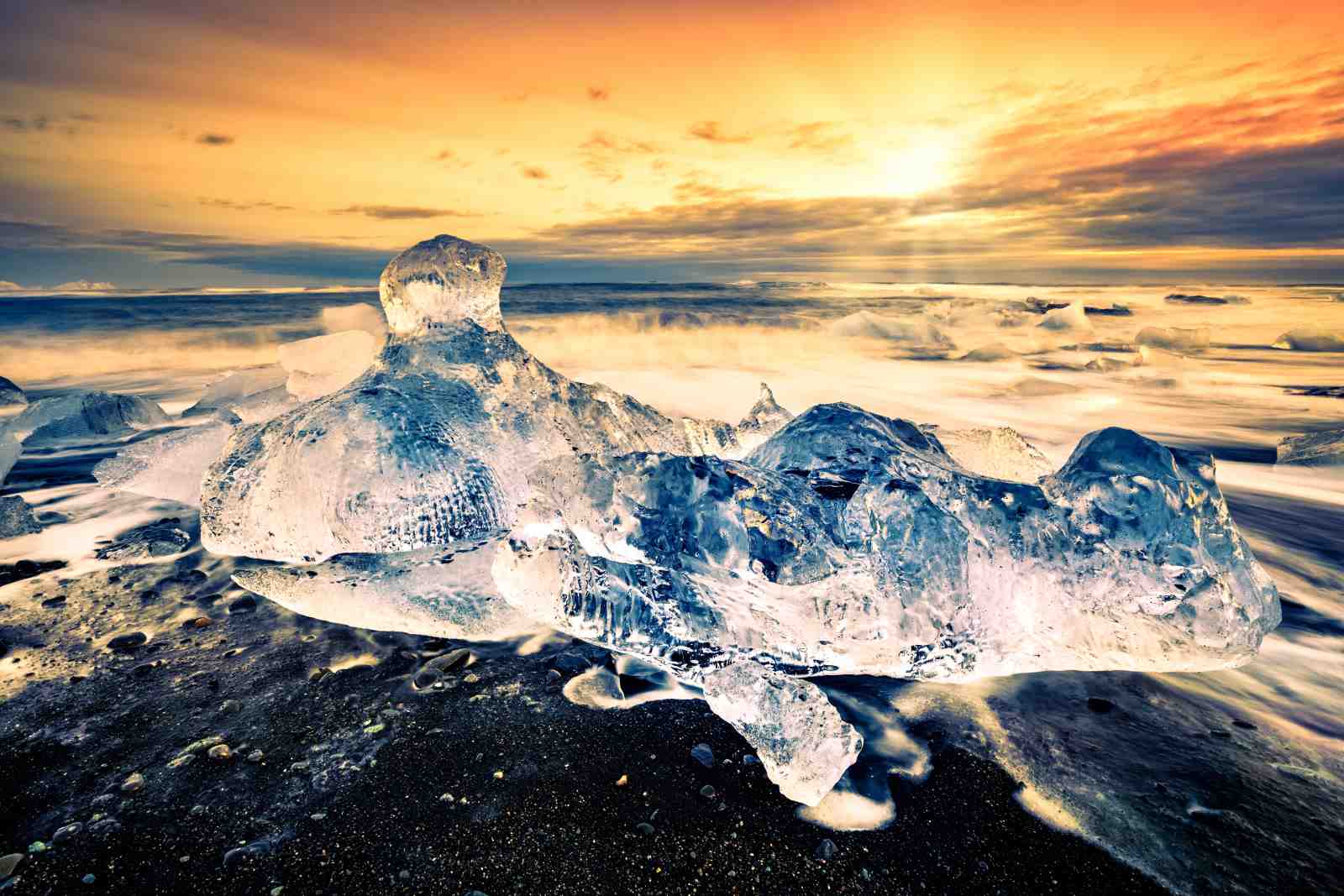 Majestic Iceberg Beach Sunrise Wall Art