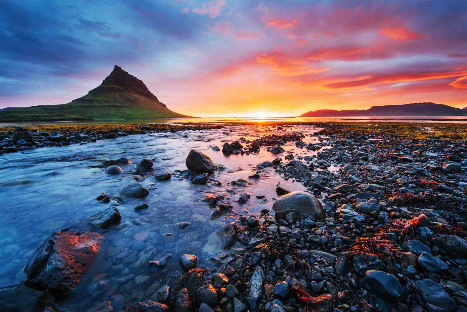 Icelandic Mountain Sunset Landscape Wall Art