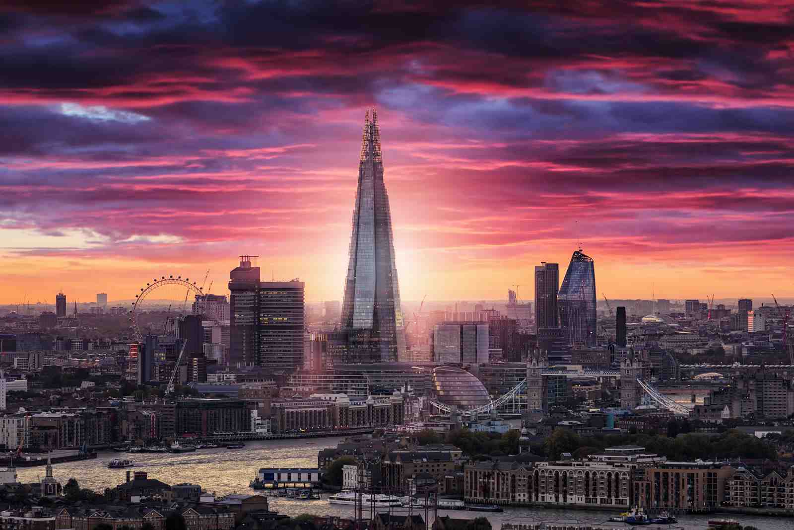 Dramatic London Skyline Sunset Wall Art