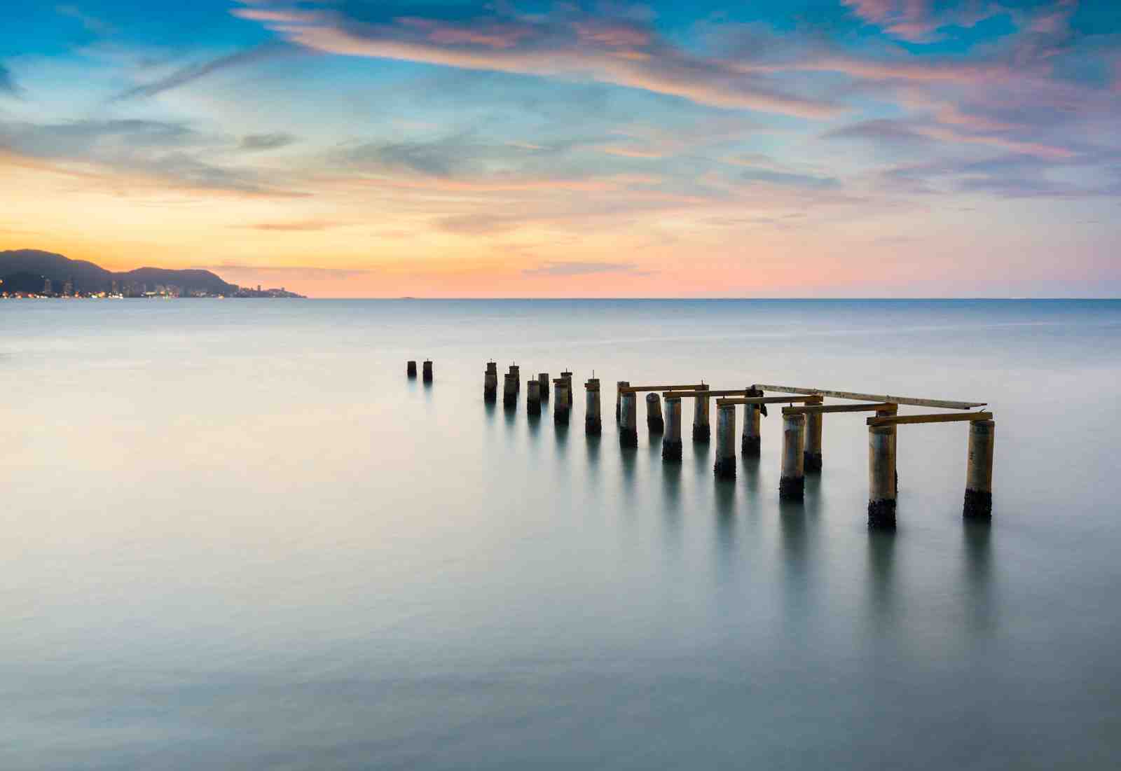 Serene Pier Sunset Ocean Wall Art