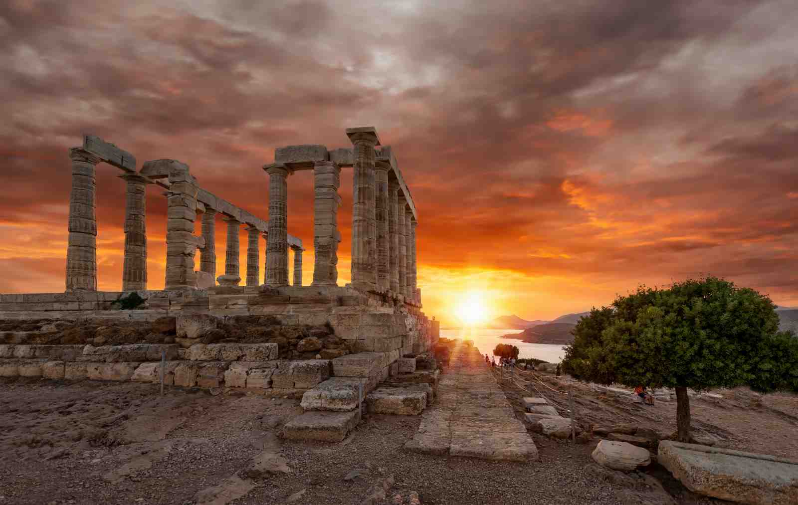 Ancient Greek Temple Sunset Wall Art