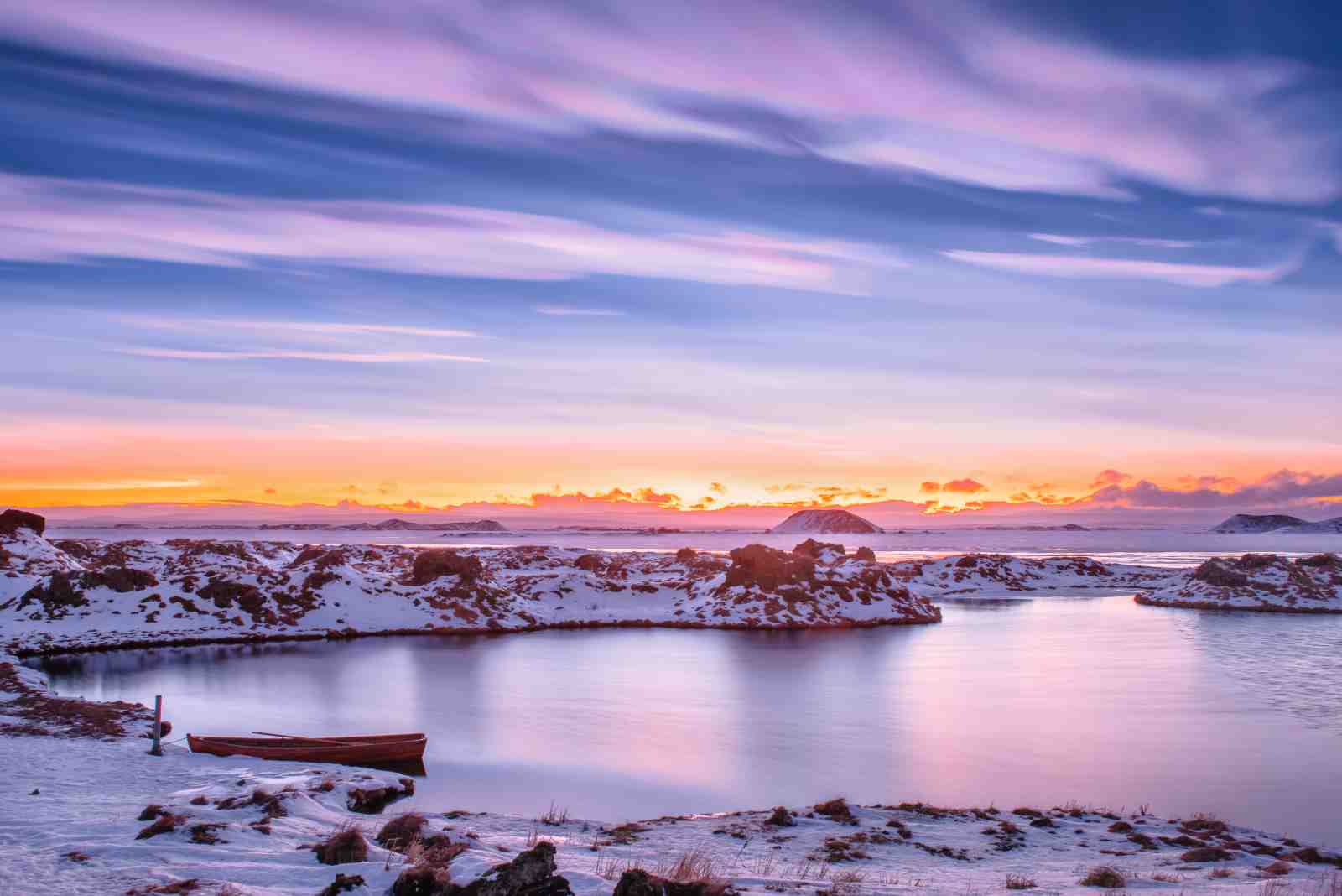 Serene Icelandic Sunset Boat Wall Art