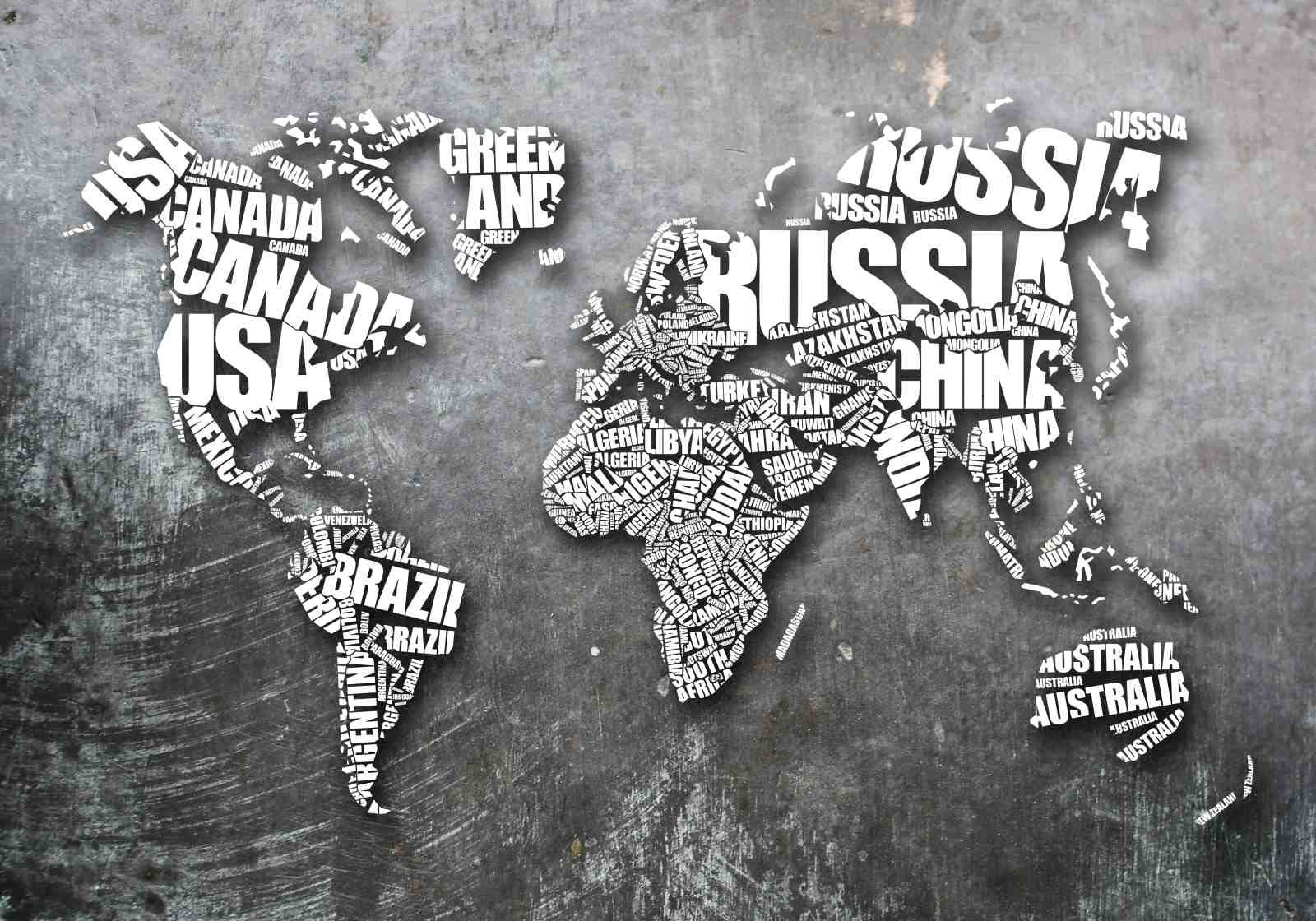 Typography World Map Wall Art