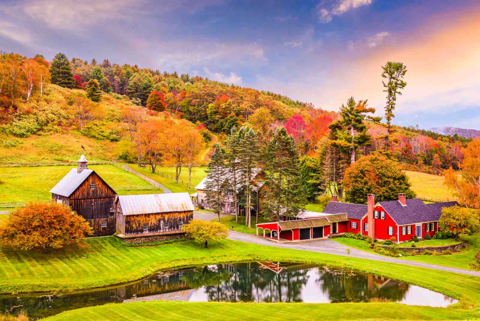 Vermont Autumn Barn Landscape Wall Art