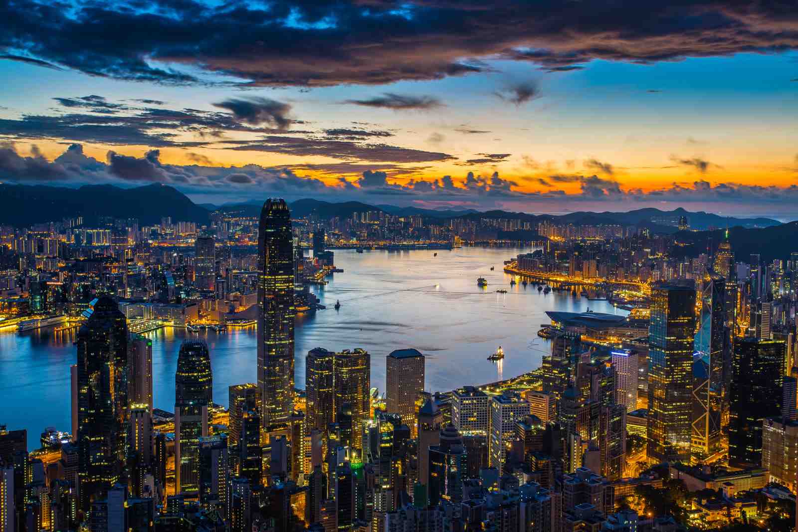 Hong Kong Skyline Sunset Wall Art