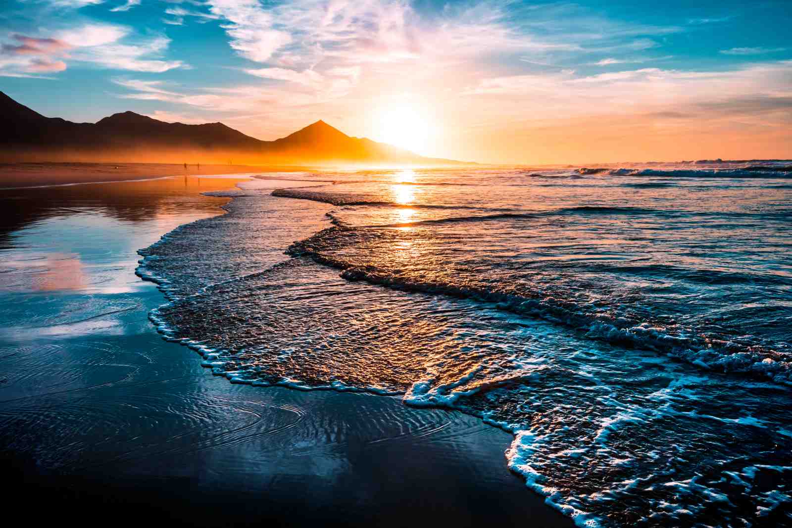Sunset Beach Waves Landscape Wall Art