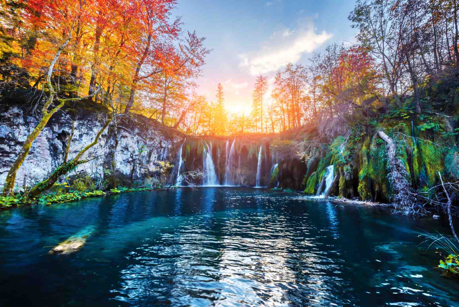 Autumn Waterfall Serenity Wall Art