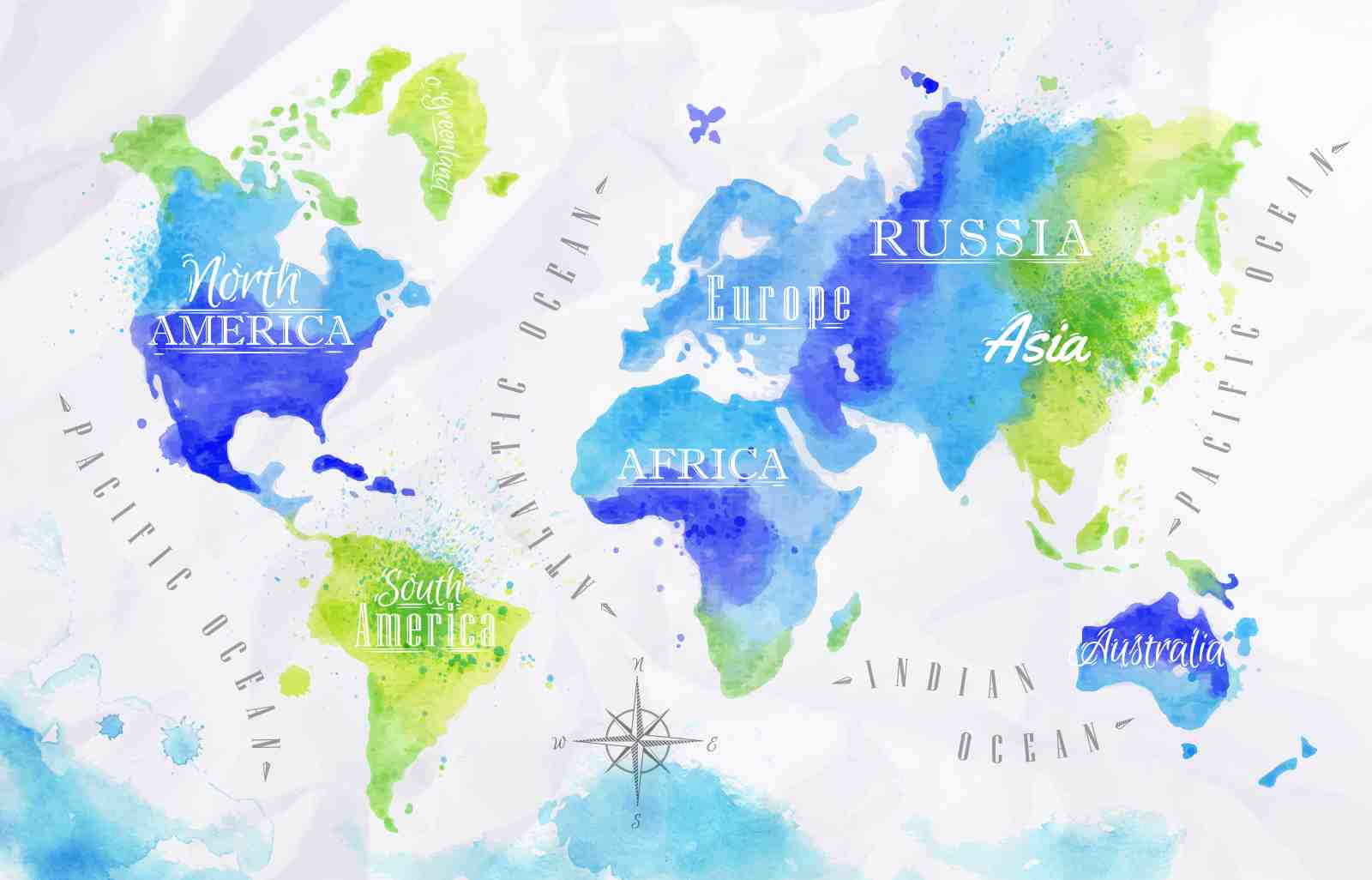 Watercolor World Map Wall Art for Modern Homes