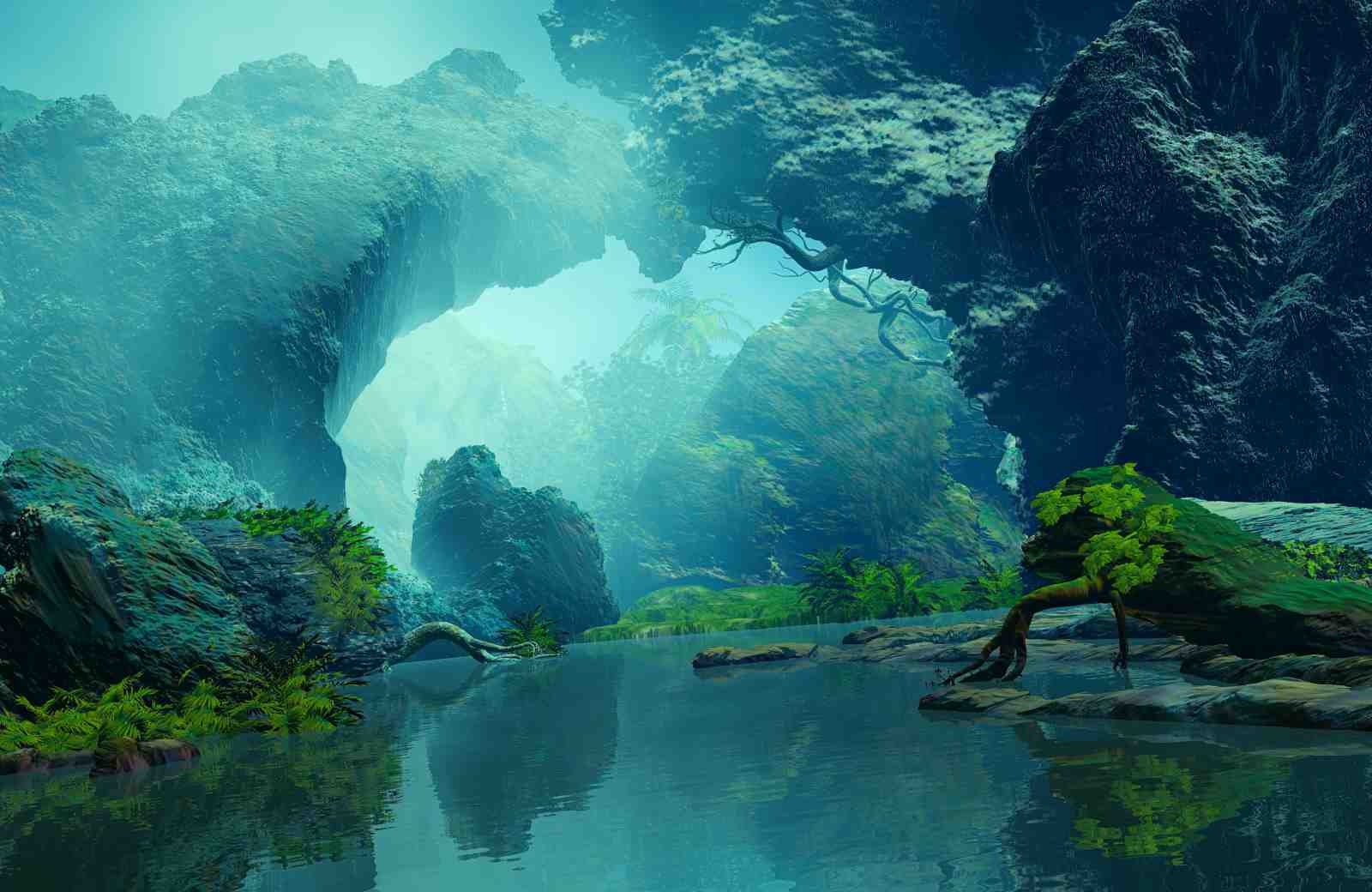 Mystical Lagoon Landscape Wall Art