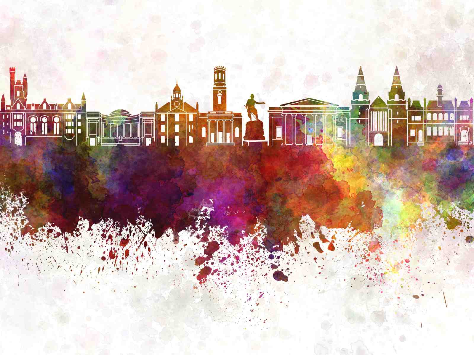 Vibrant Watercolour Cityscape Wall Art