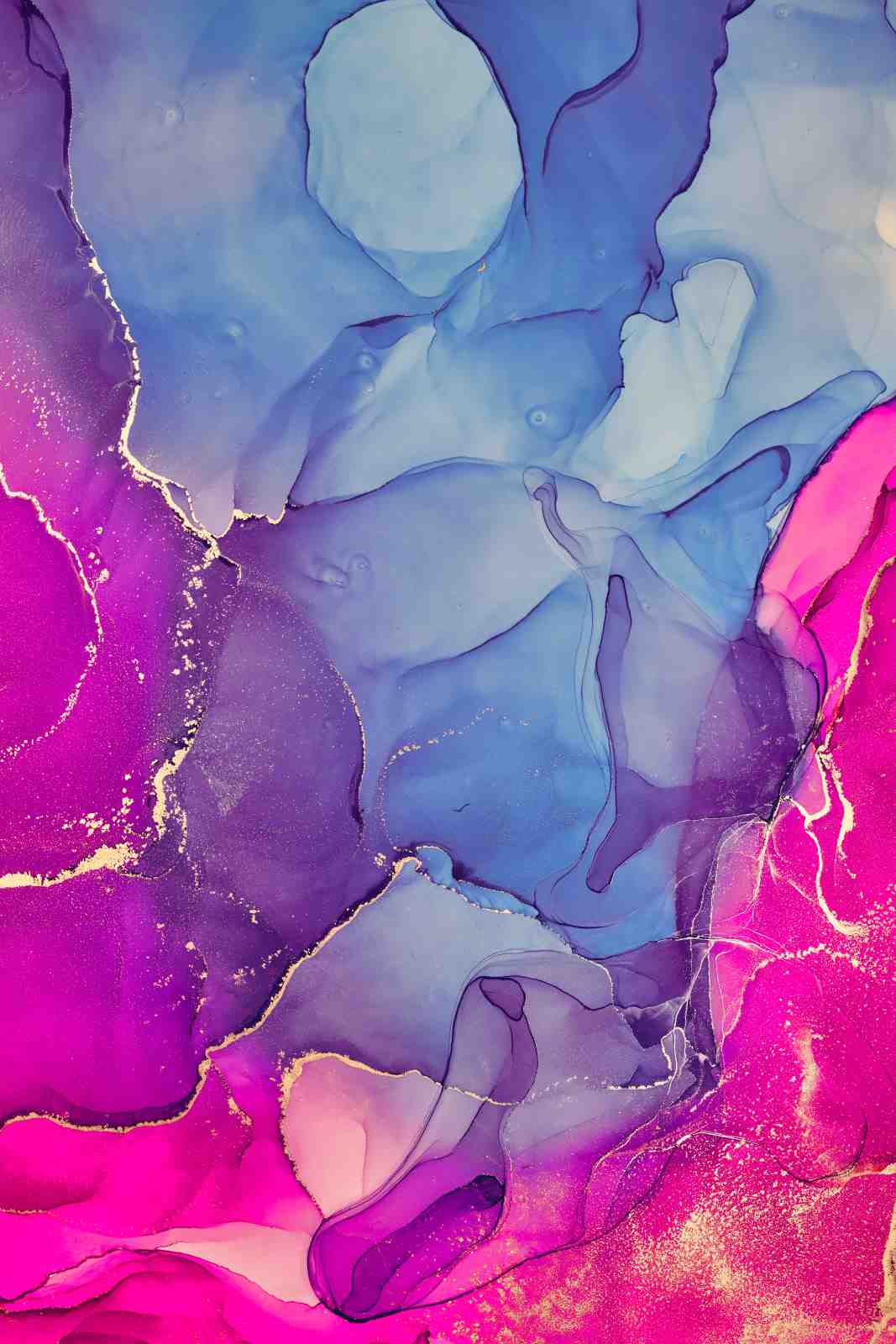 Vibrant Magenta & Blue Abstract Fluid Art Wall Art