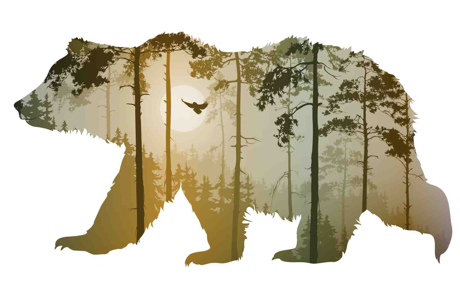 Majestic Bear Forest Scene Wall Art