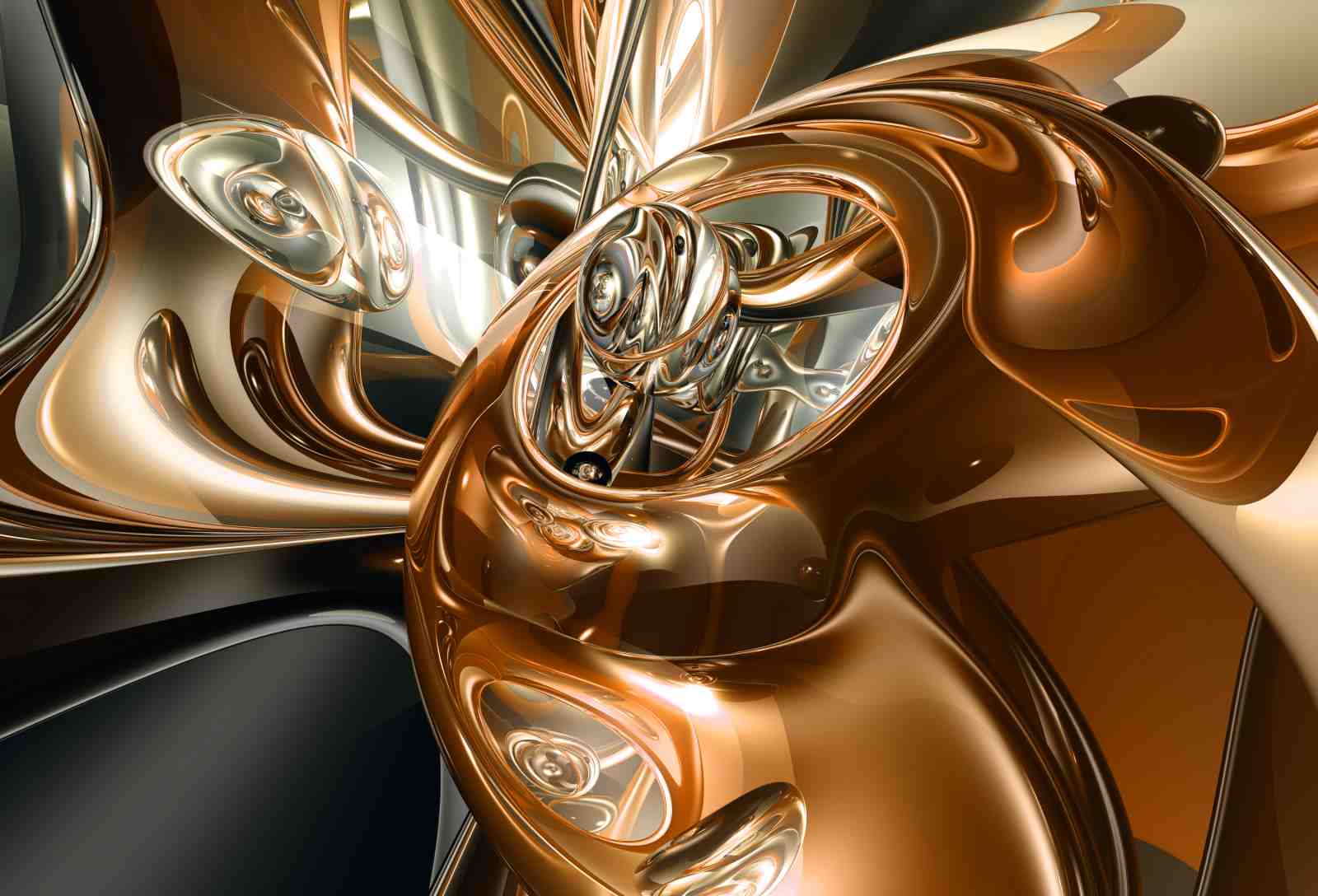 Abstract Gold & Chrome Fluid Art Wall Art