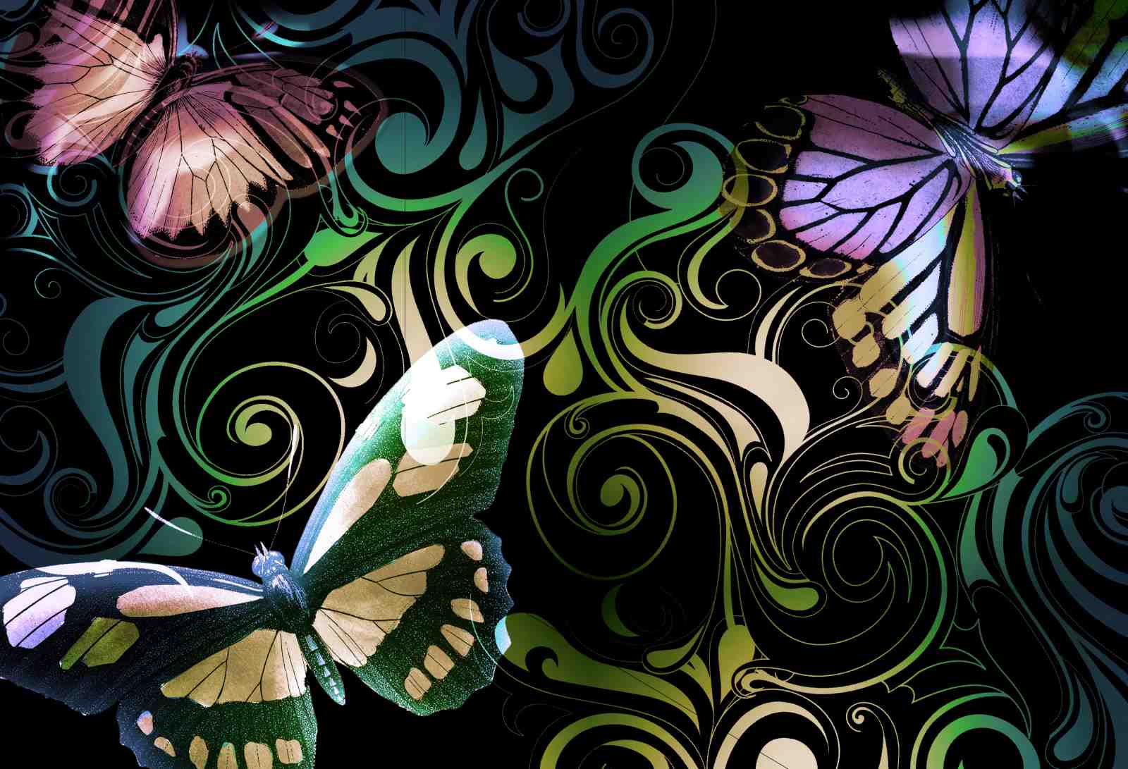 Abstract Butterfly Swirl Wall Art