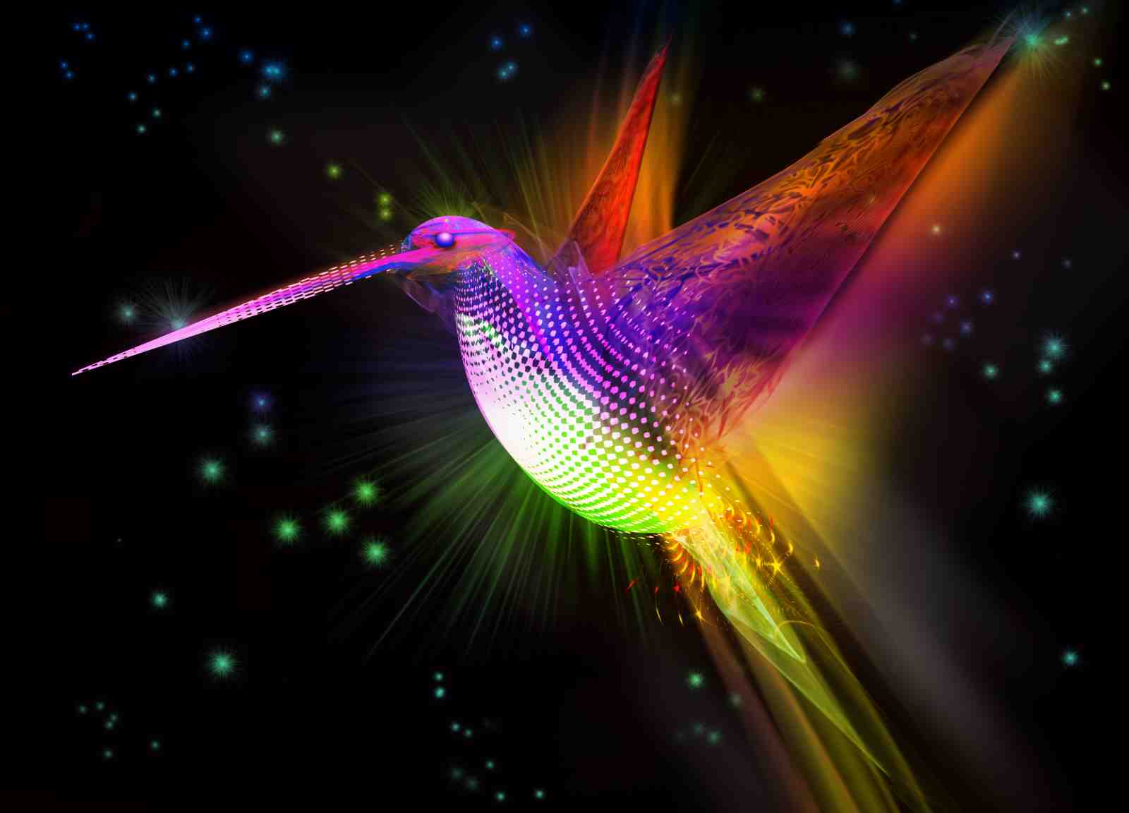 Vibrant Hummingbird Nebula Wall Art