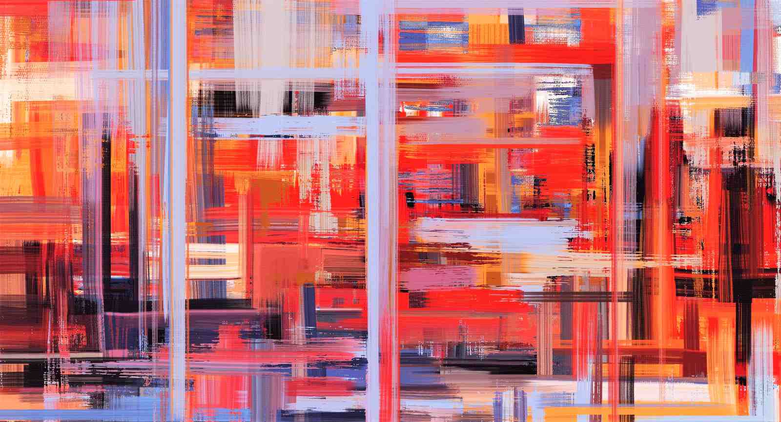 Abstract Red Cityscape Wall Art