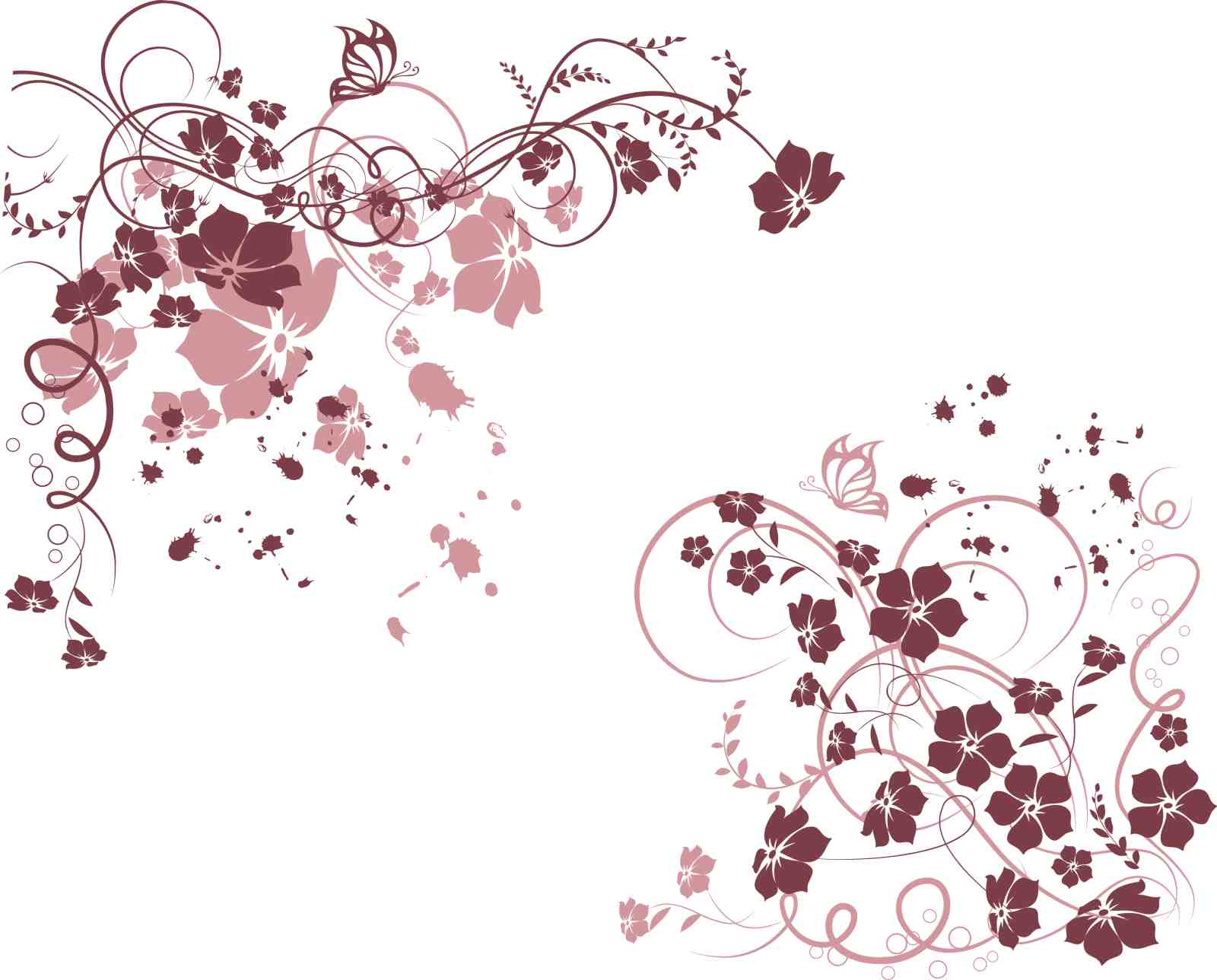 Elegant Floral Butterfly Swirl Wall Art