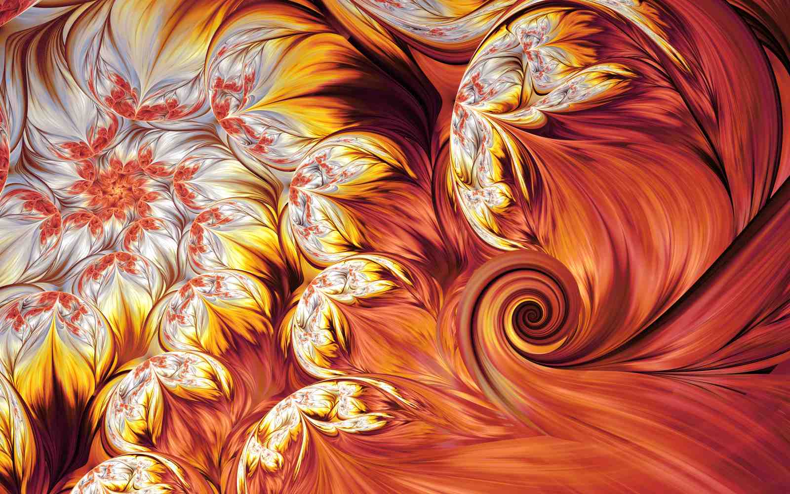 Fiery Fractal Bloom Abstract Wall Art