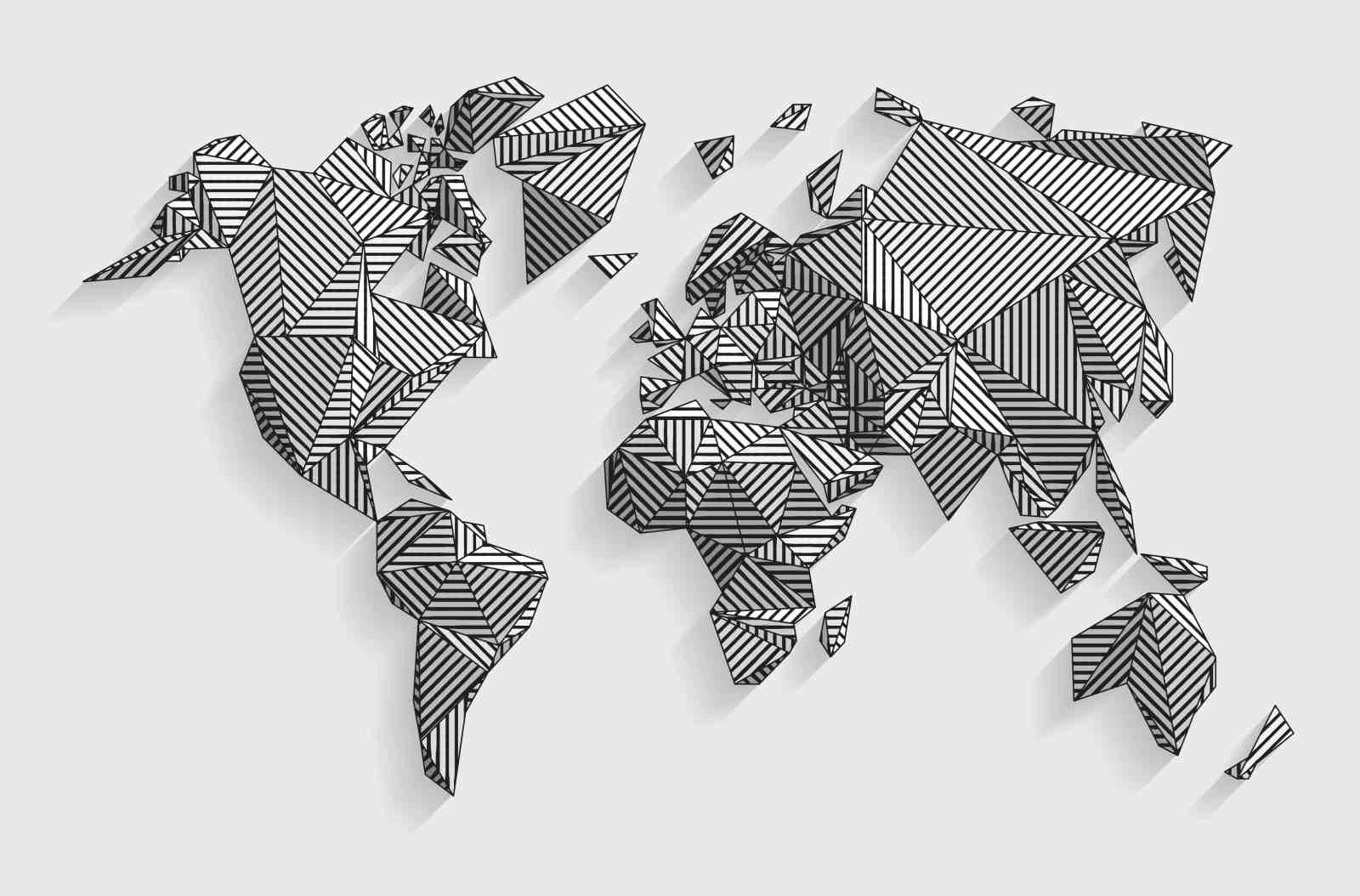 Geometric World Map Art Wall Art