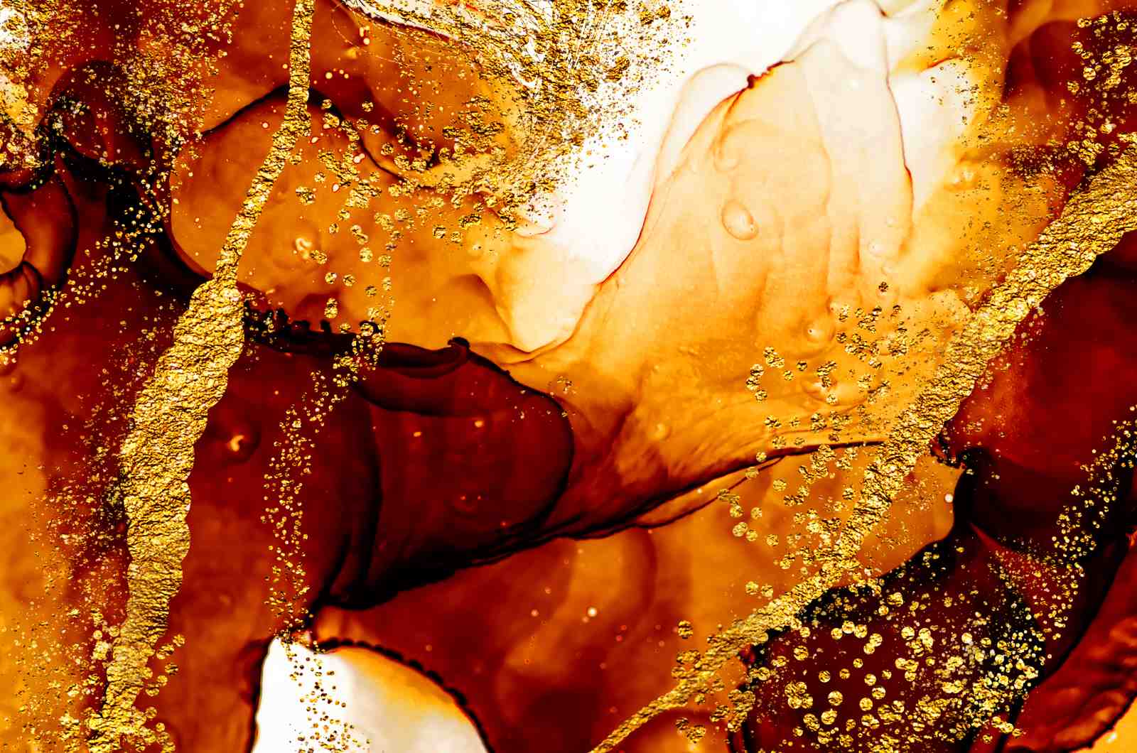 Abstract Gold & Amber Swirl Wall Art