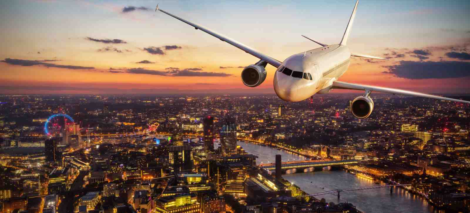 City Lights Airplane Ascent Wall Art