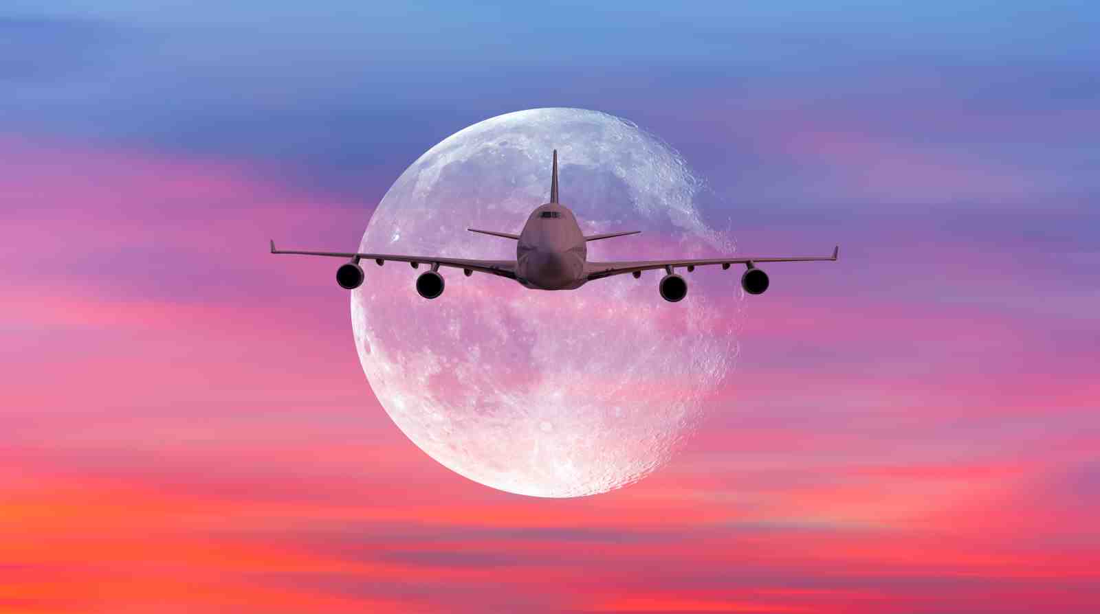 Airplane Moon Sky Wall Art