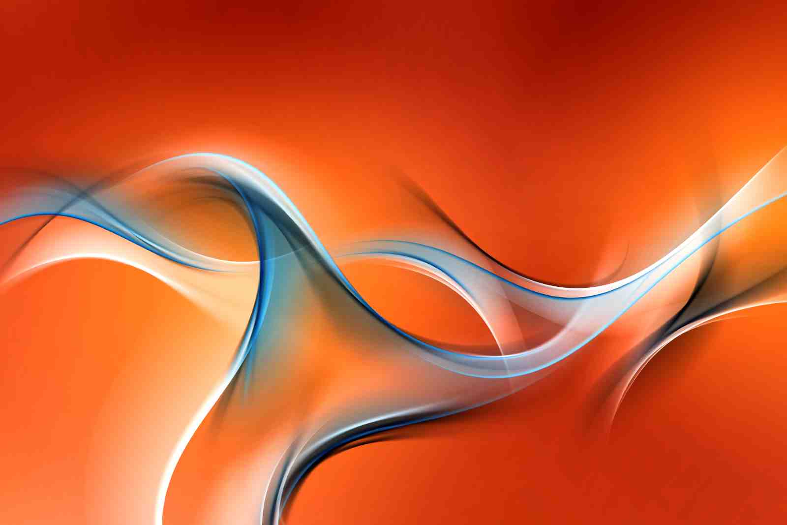 Abstract Flowing Waves Orange Blue Wall Art