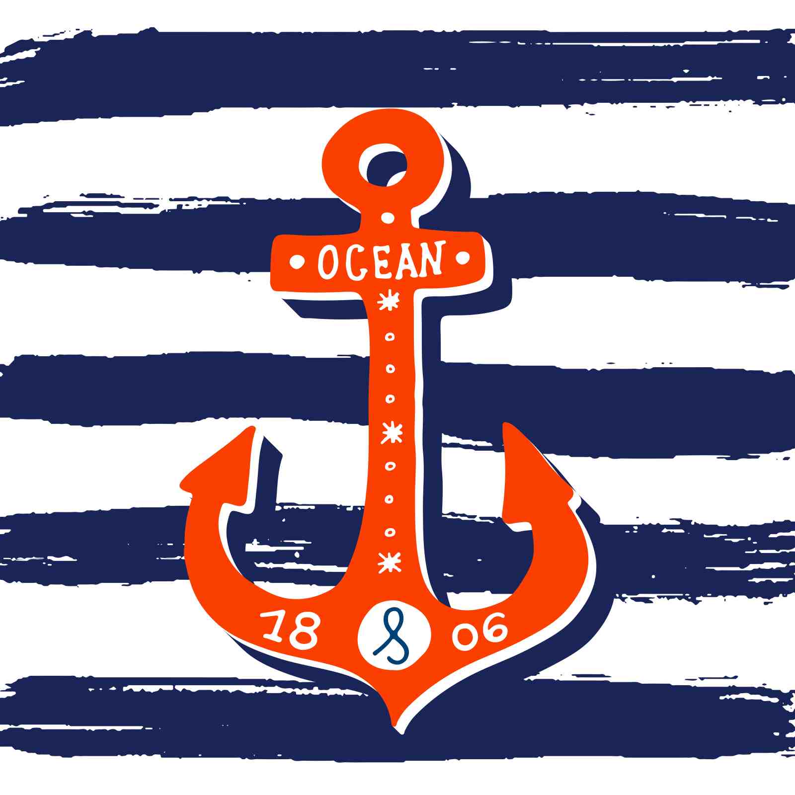 Nautical Anchor & Stripes Wall Art
