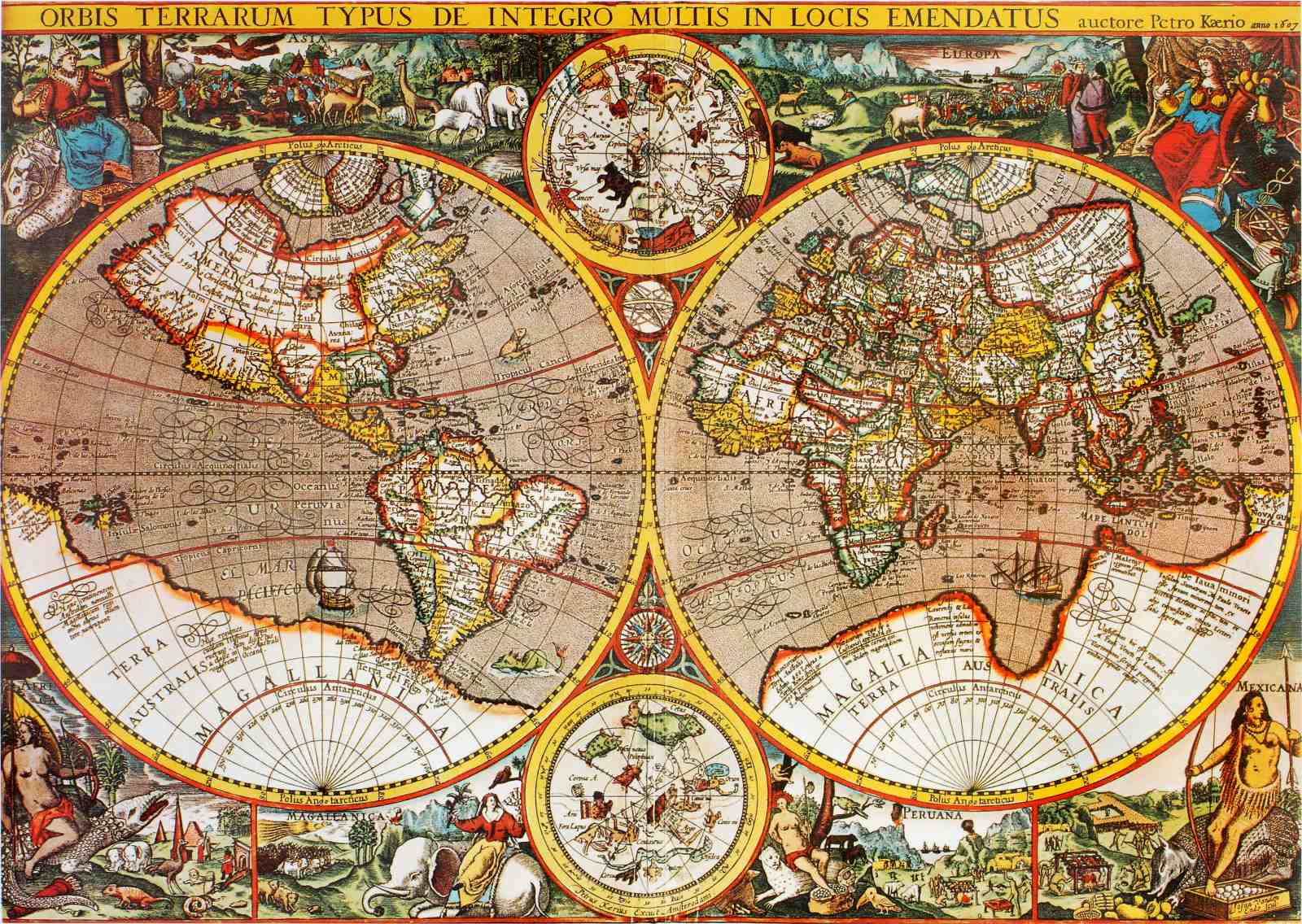 Vintage World Map Explorer Wall Art