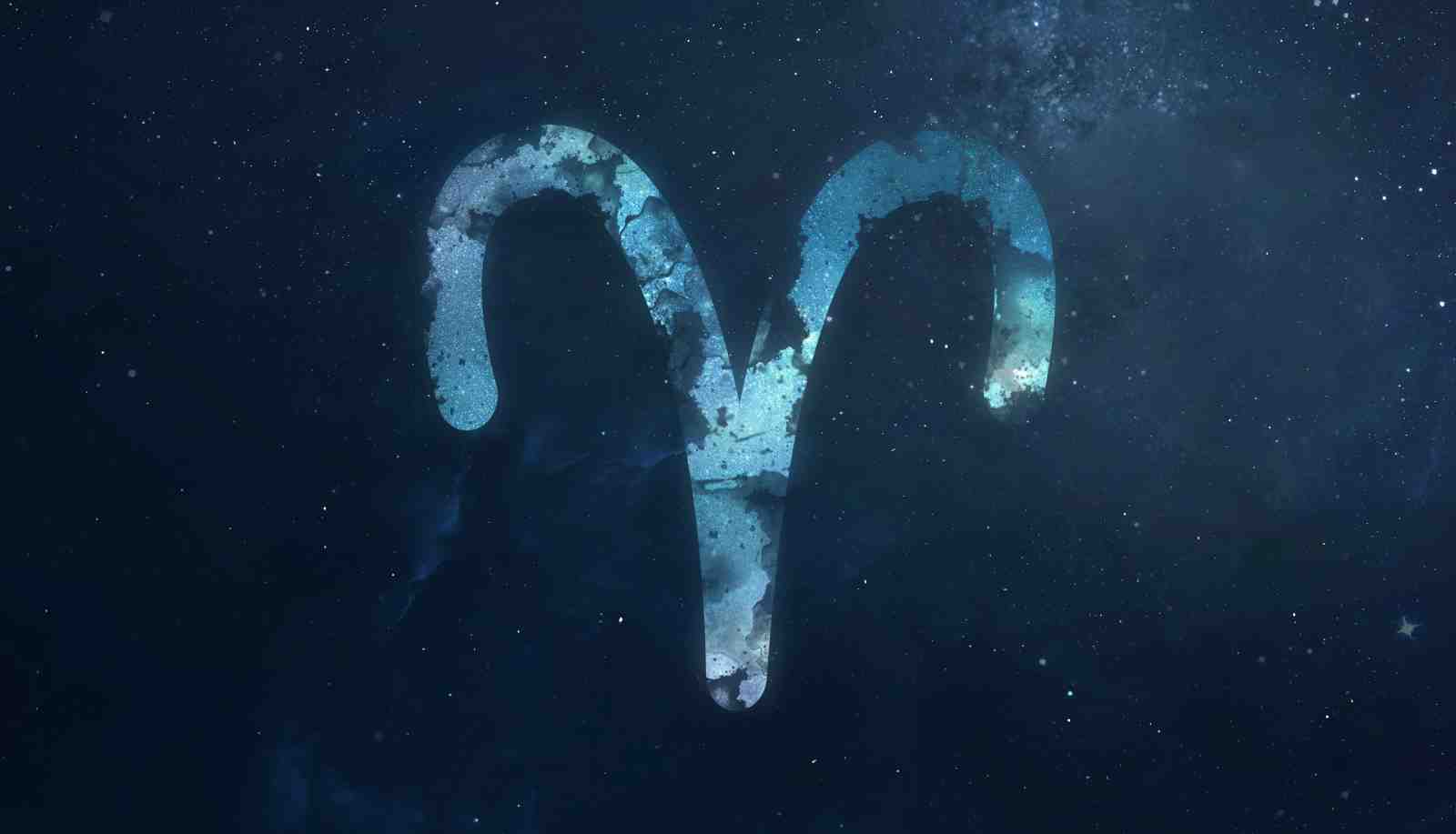 Mystic Aries Zodiac Symbol Dark Blue Wall Art