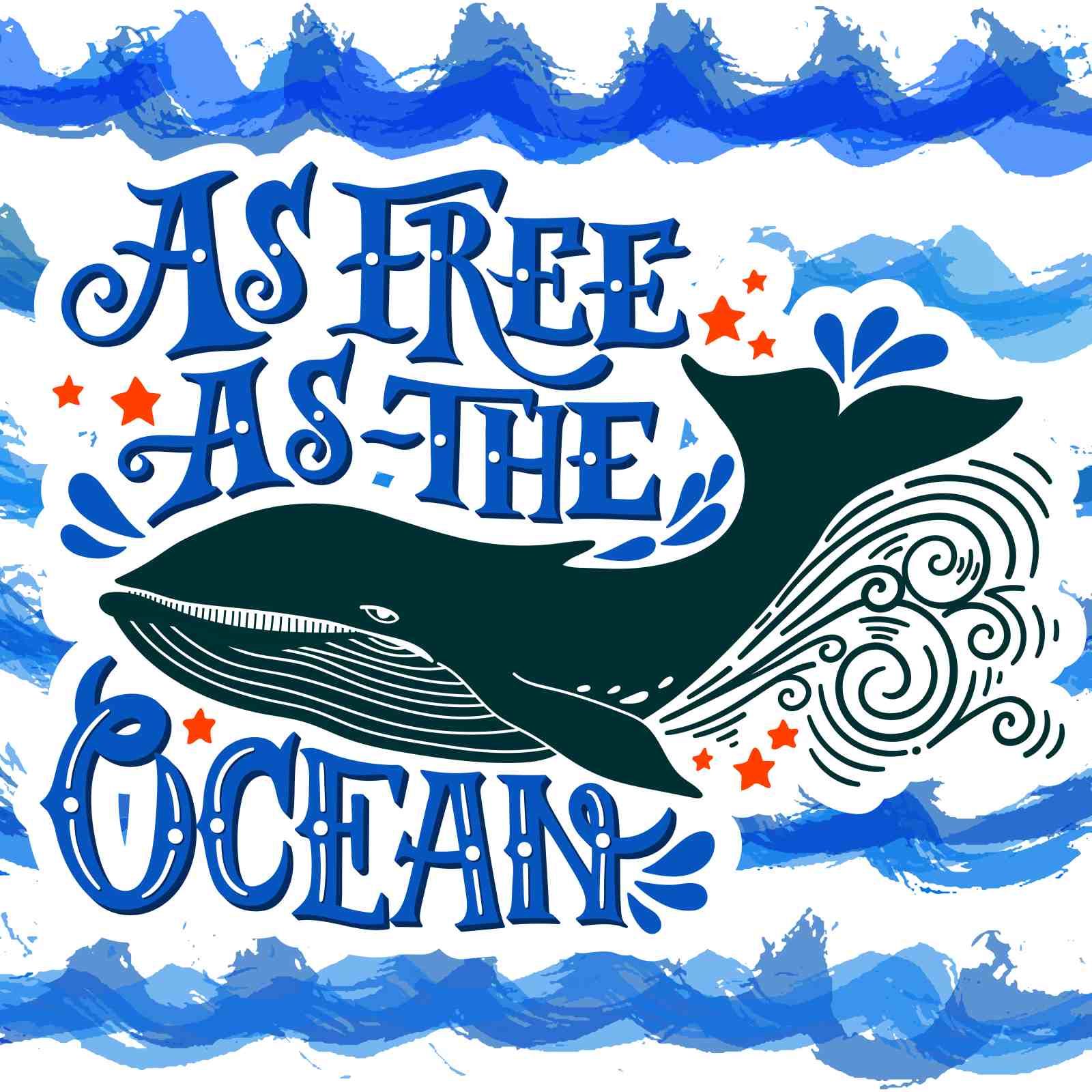 As Free As The Ocean Whale Wall Art