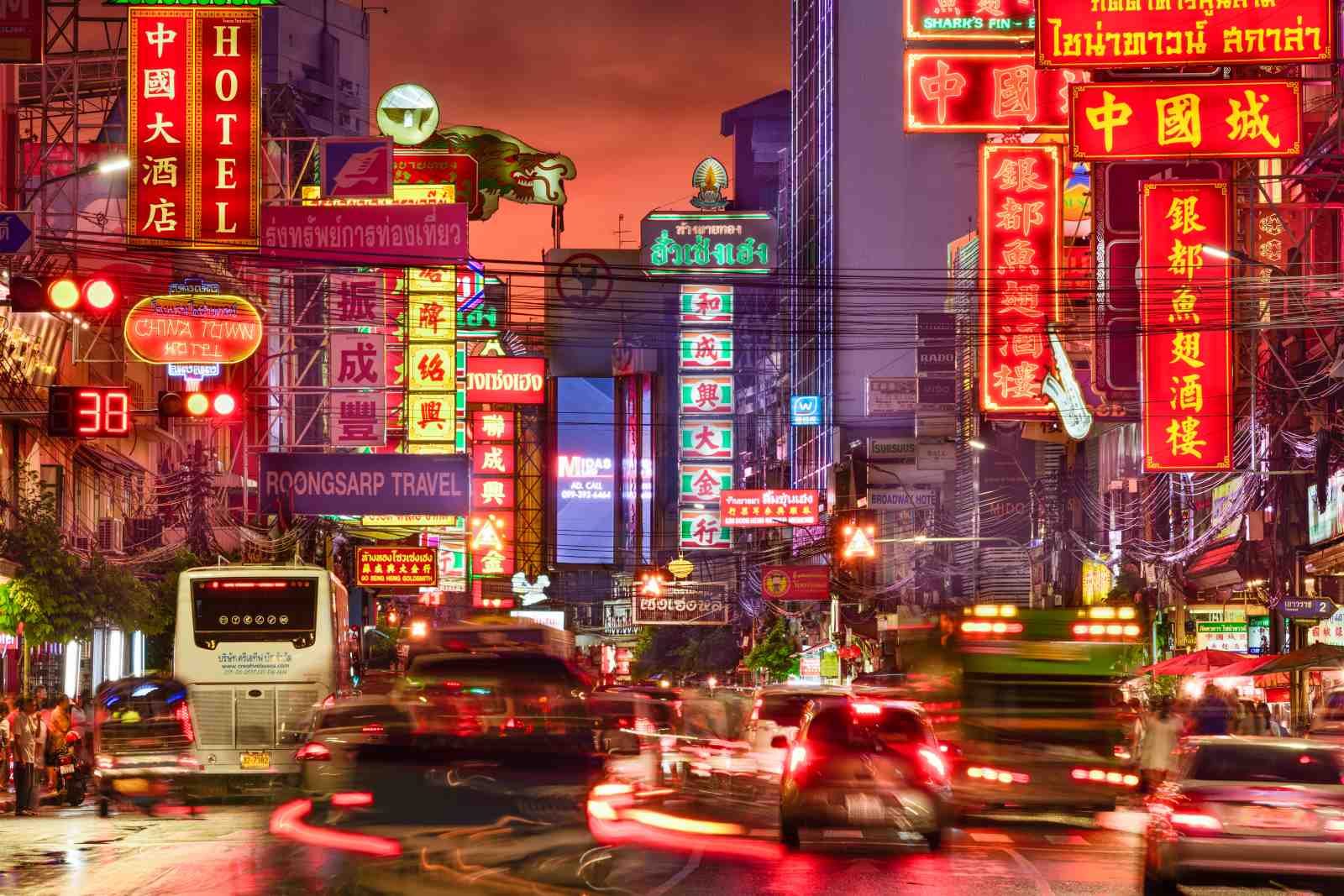 Vibrant Bangkok Chinatown Neon Cityscape Wall Art