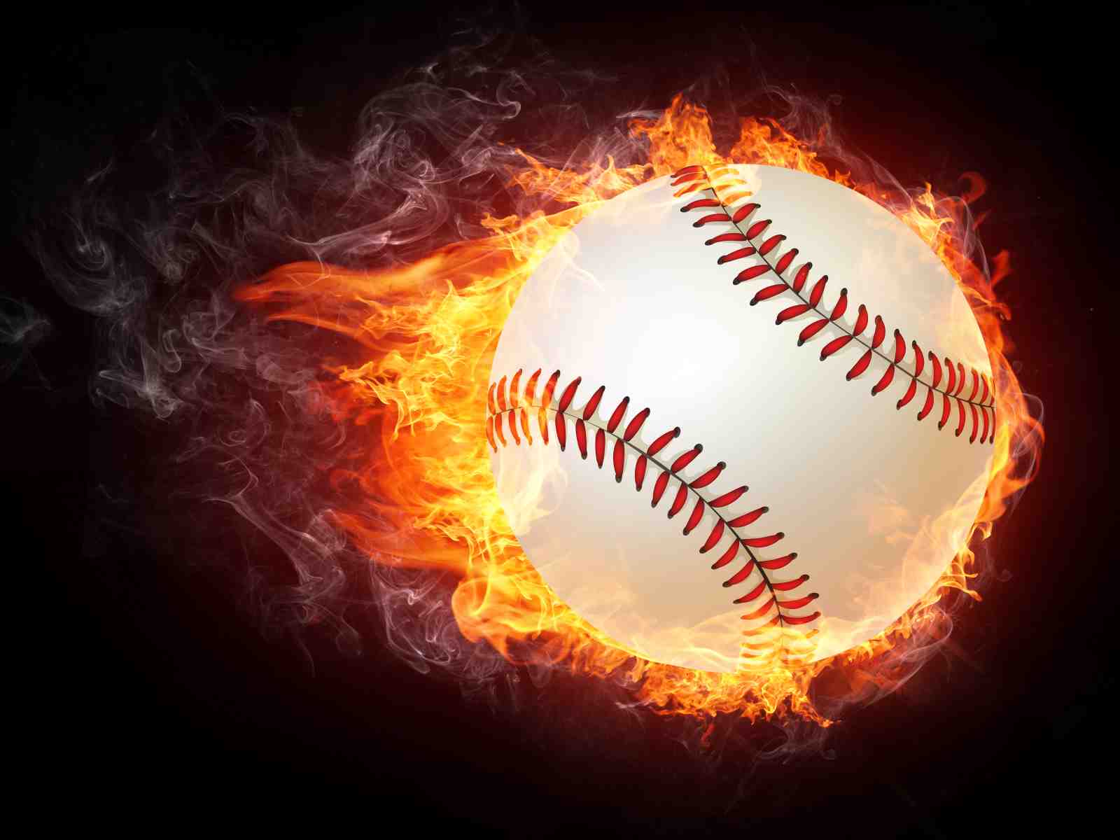 Fiery Baseball Action Wall Art