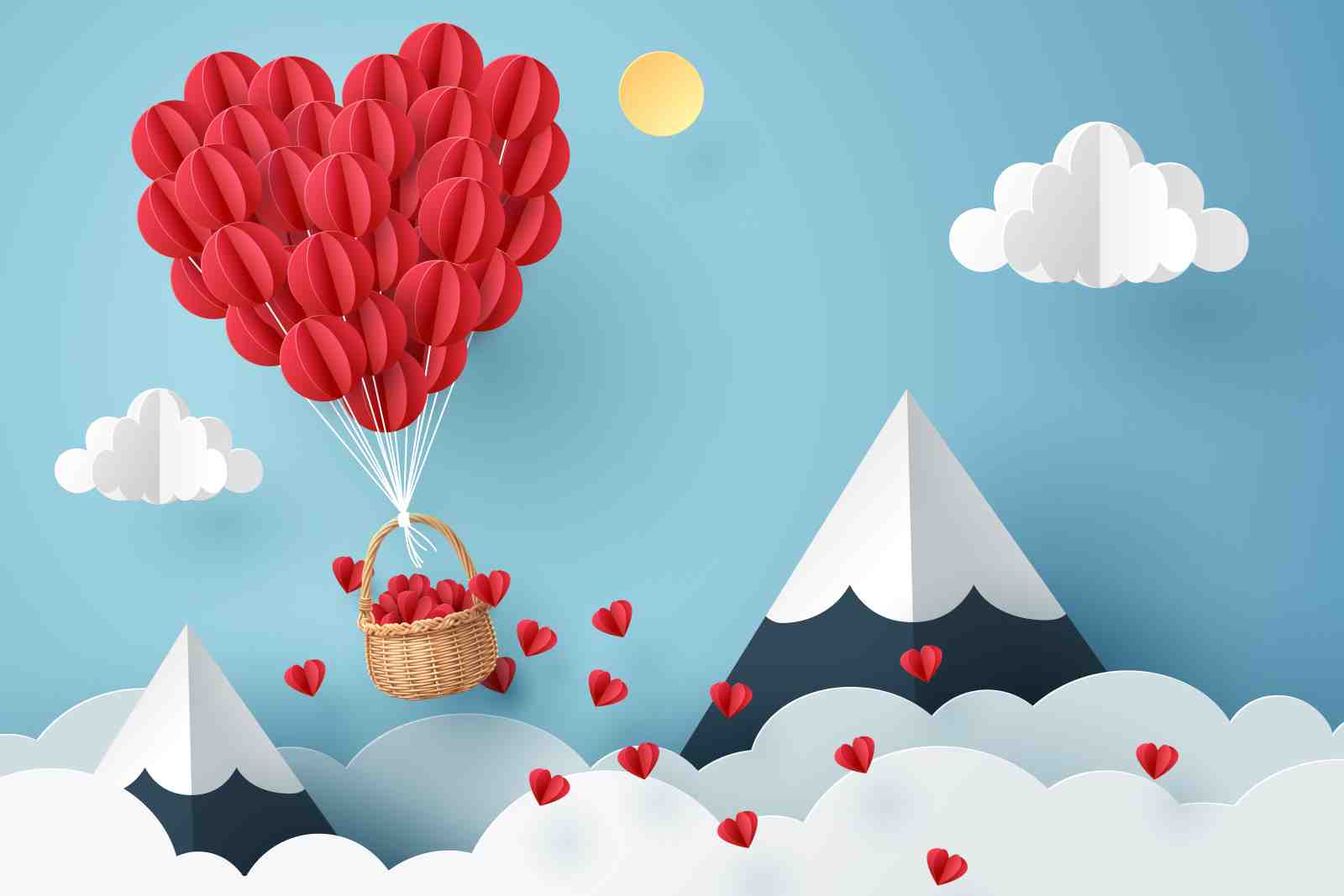 Heart Balloon Adventure Paper Art Wall Art