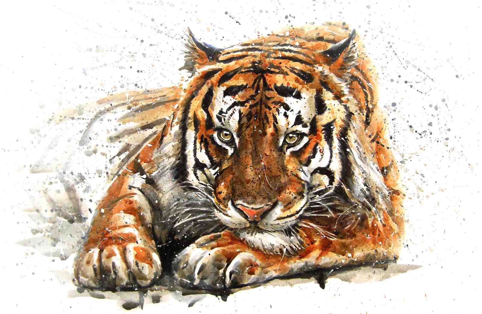 Majestic Tiger Portrait Watercolor Wall Art