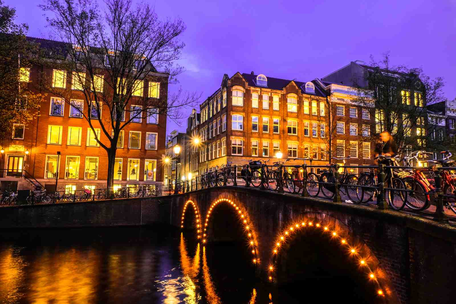 Amsterdam Canal Bridge Evening Glow Wall Art
