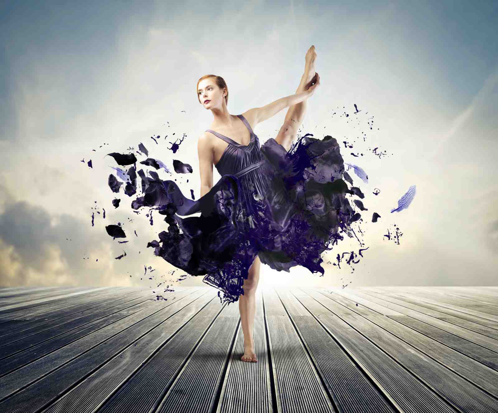 Dynamic Dancer Purple Dress Wall Art
