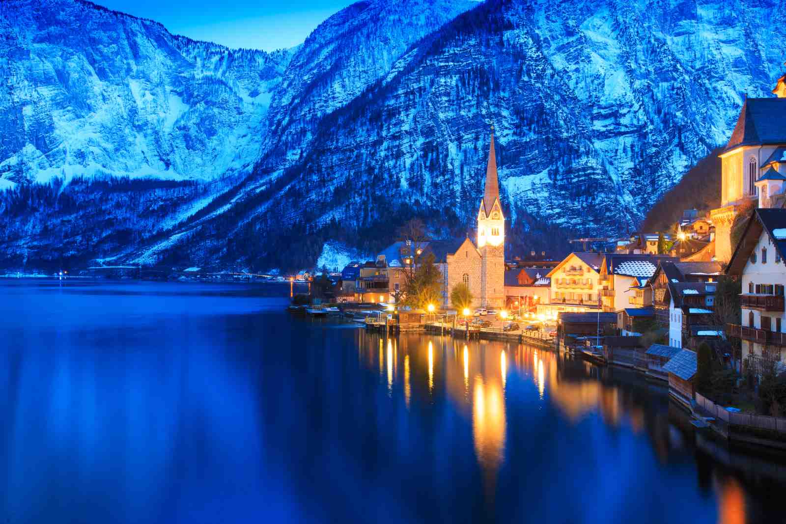 Enchanting Hallstatt Winter Village Wall Art