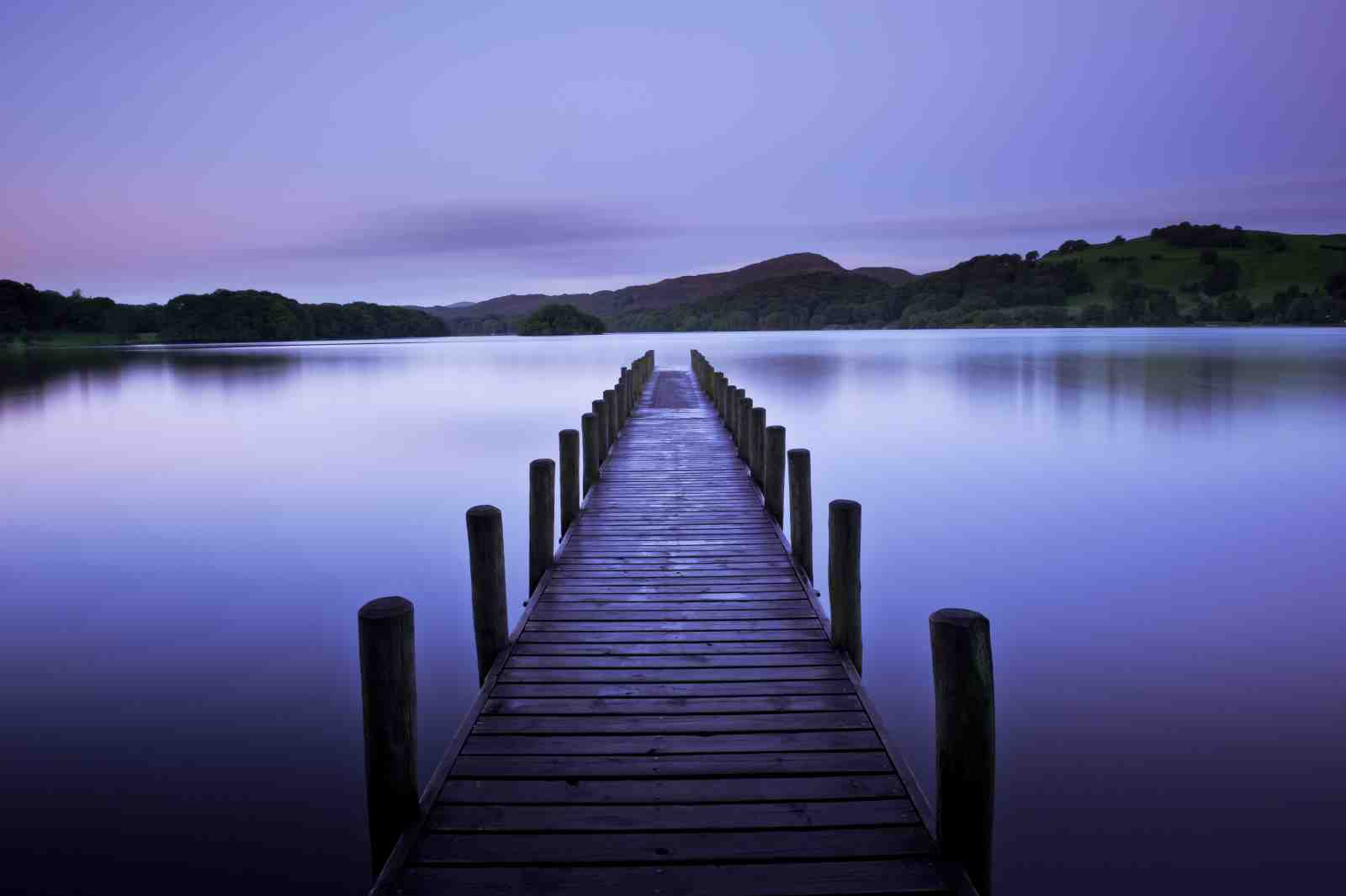 Serene Lake Dock Dusk Wall Art