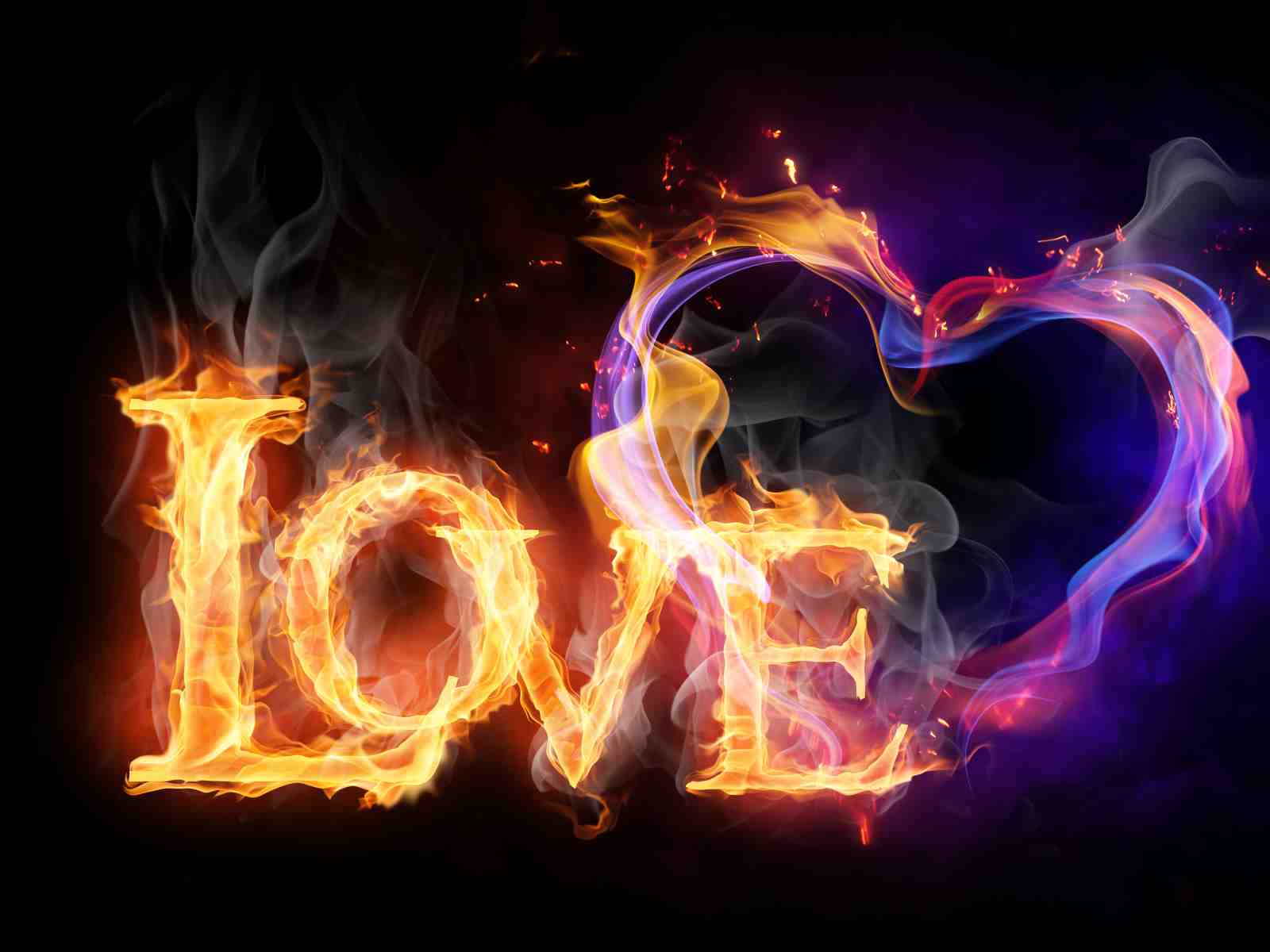 Fiery Love Heart & Word "LOVE" Wall Art