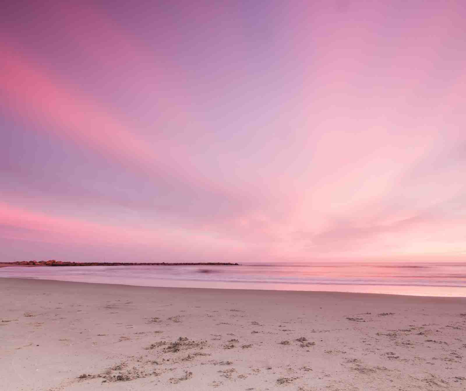 Serene Pink Beach Sunset Wall Art