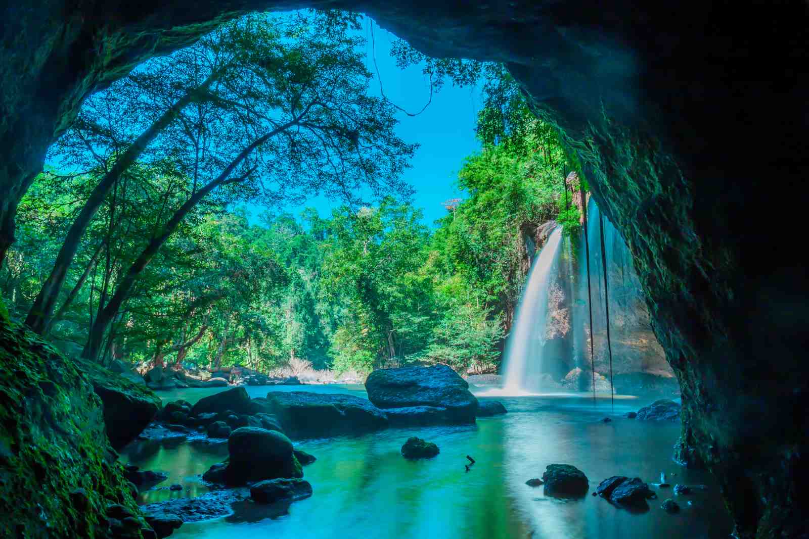 Mystical Cave Waterfall Serenity Wall Art