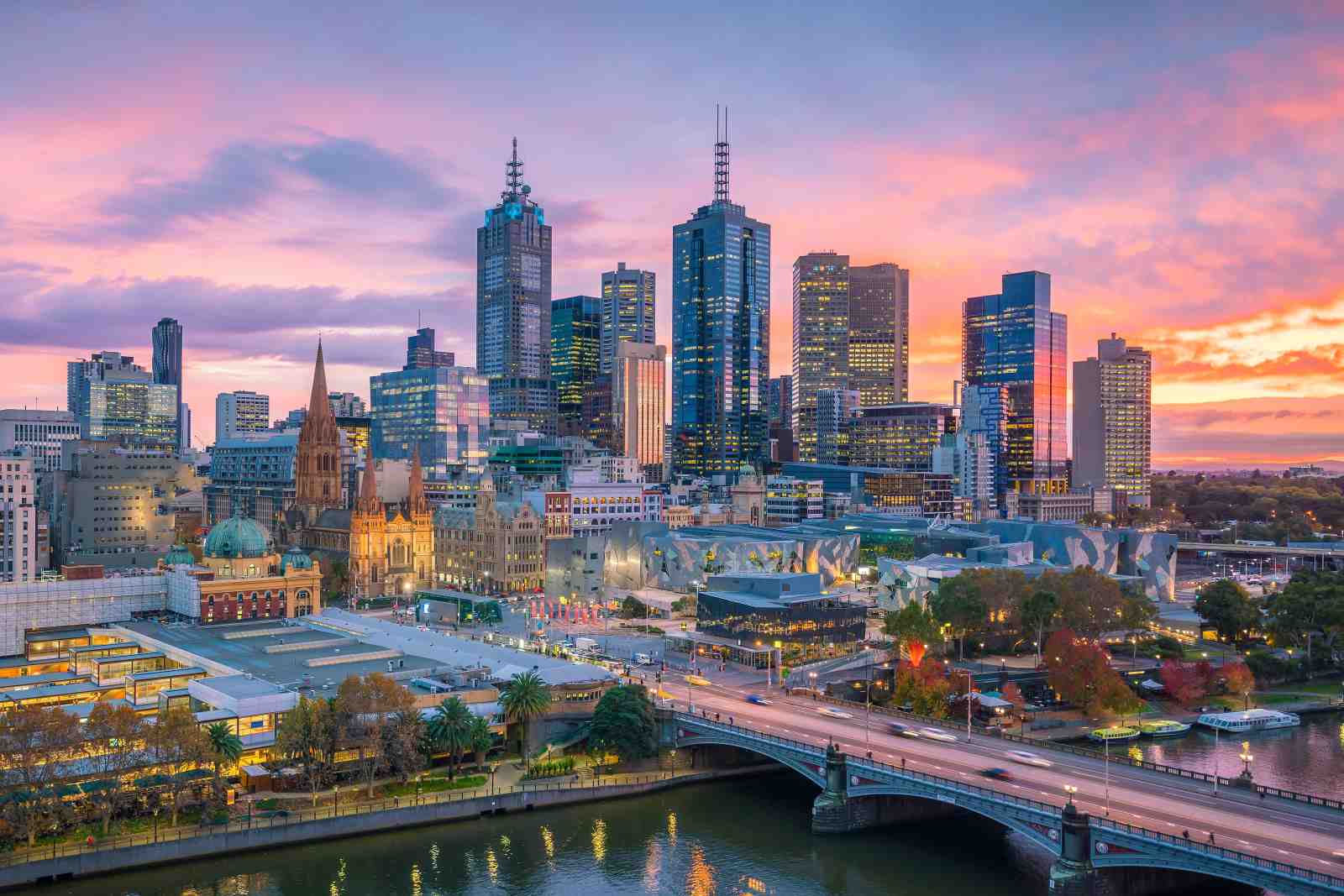 Melbourne Cityscape Sunset Wall Art
