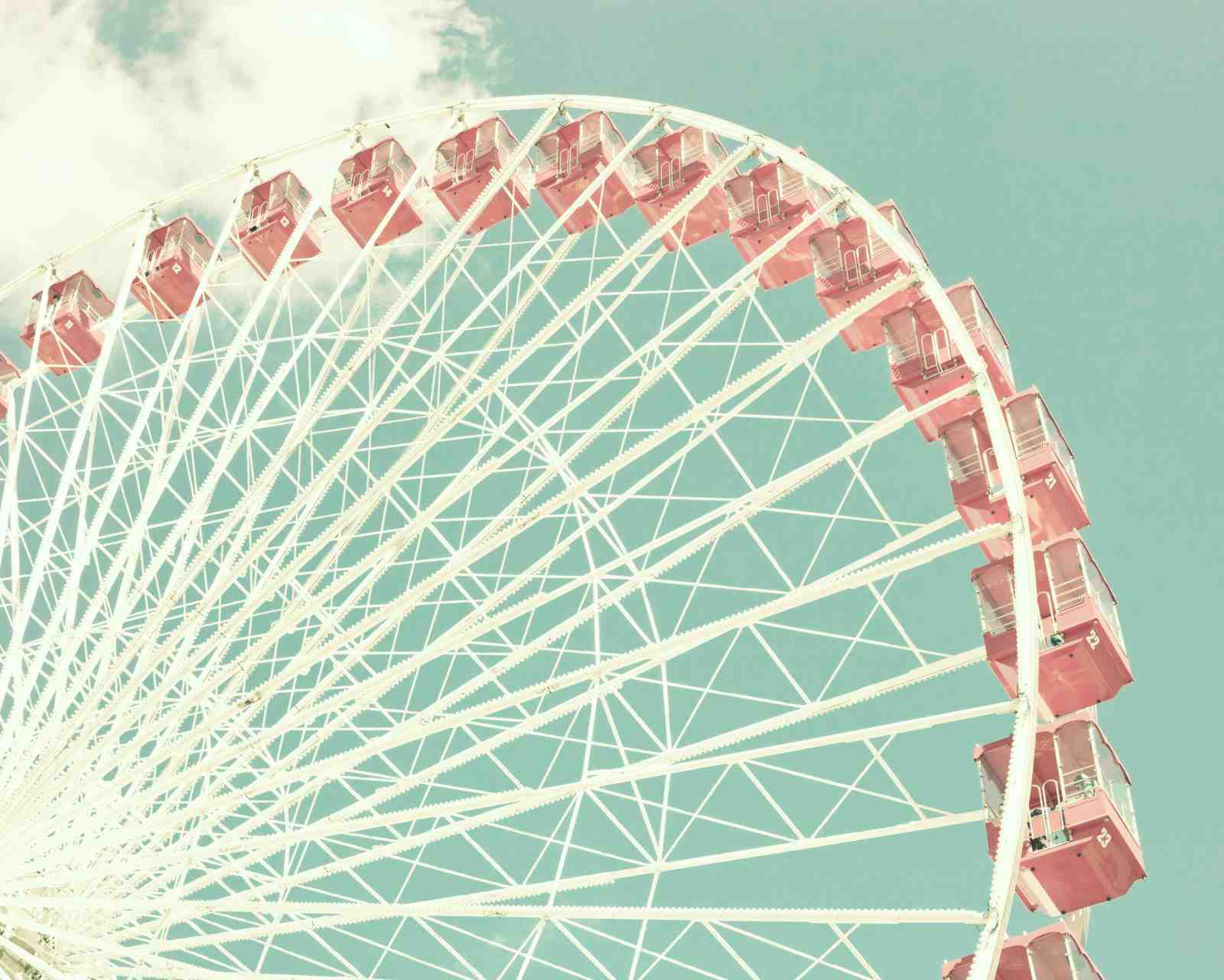 Retro Ferris Wheel Pink Cabins Wall Art