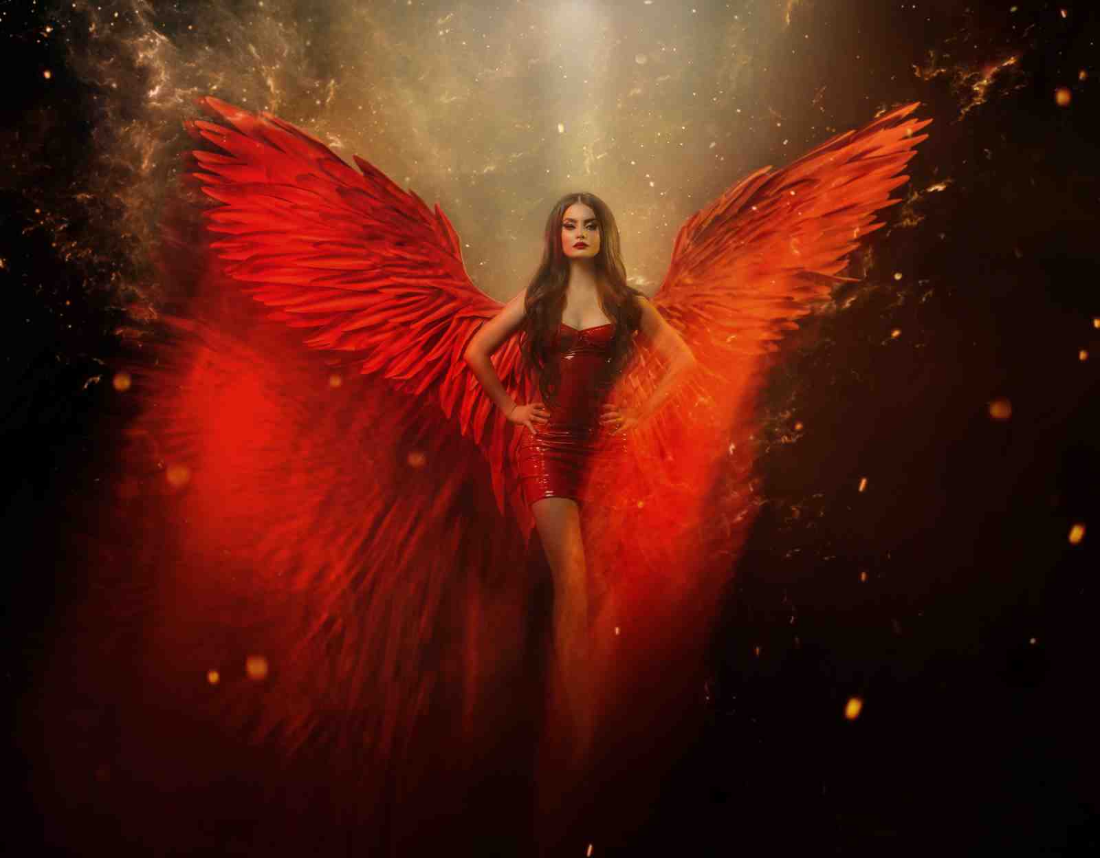 Fiery Angel Wings Wall Art - Fantasy Art