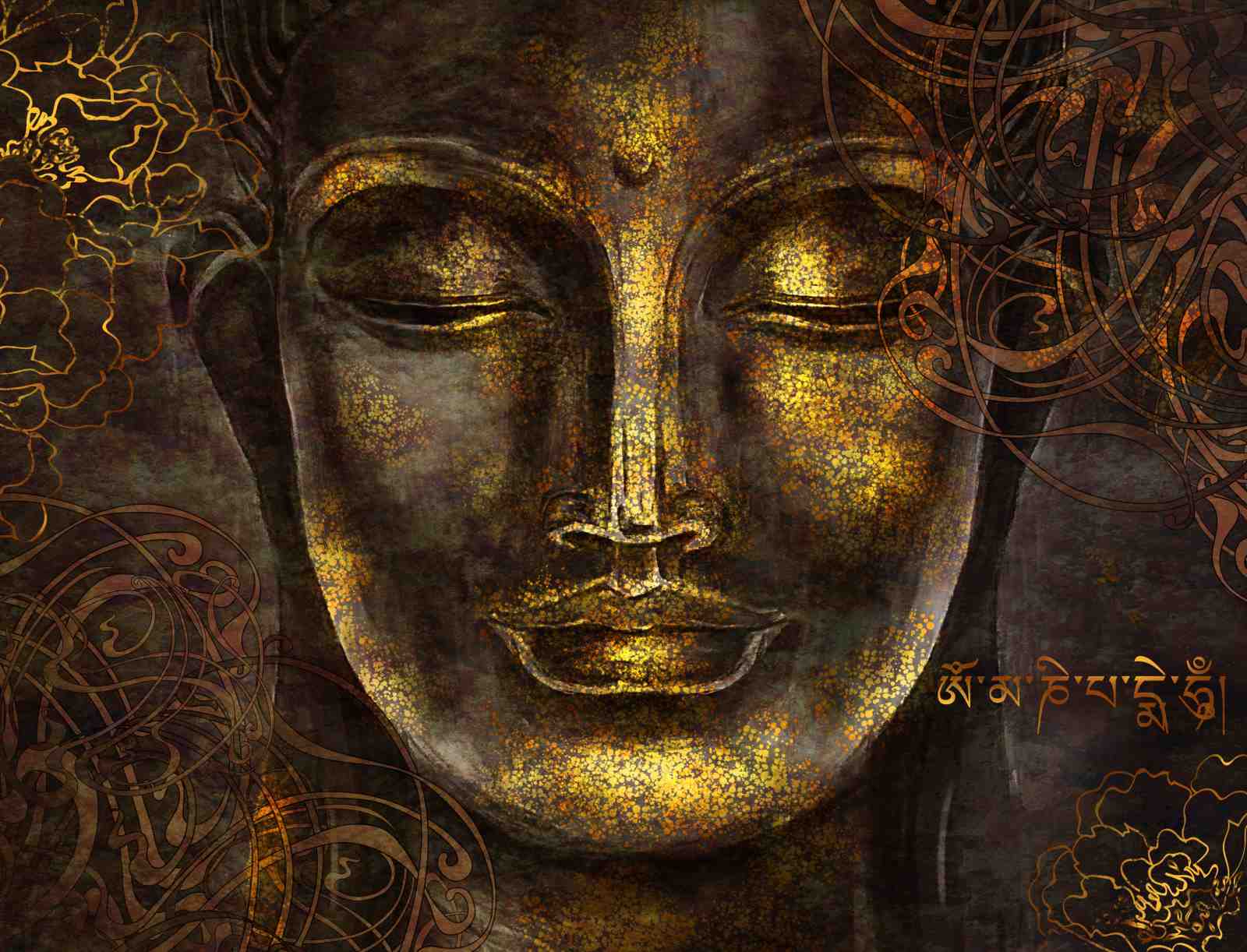 Serene Buddha Gold Aura Wall Art