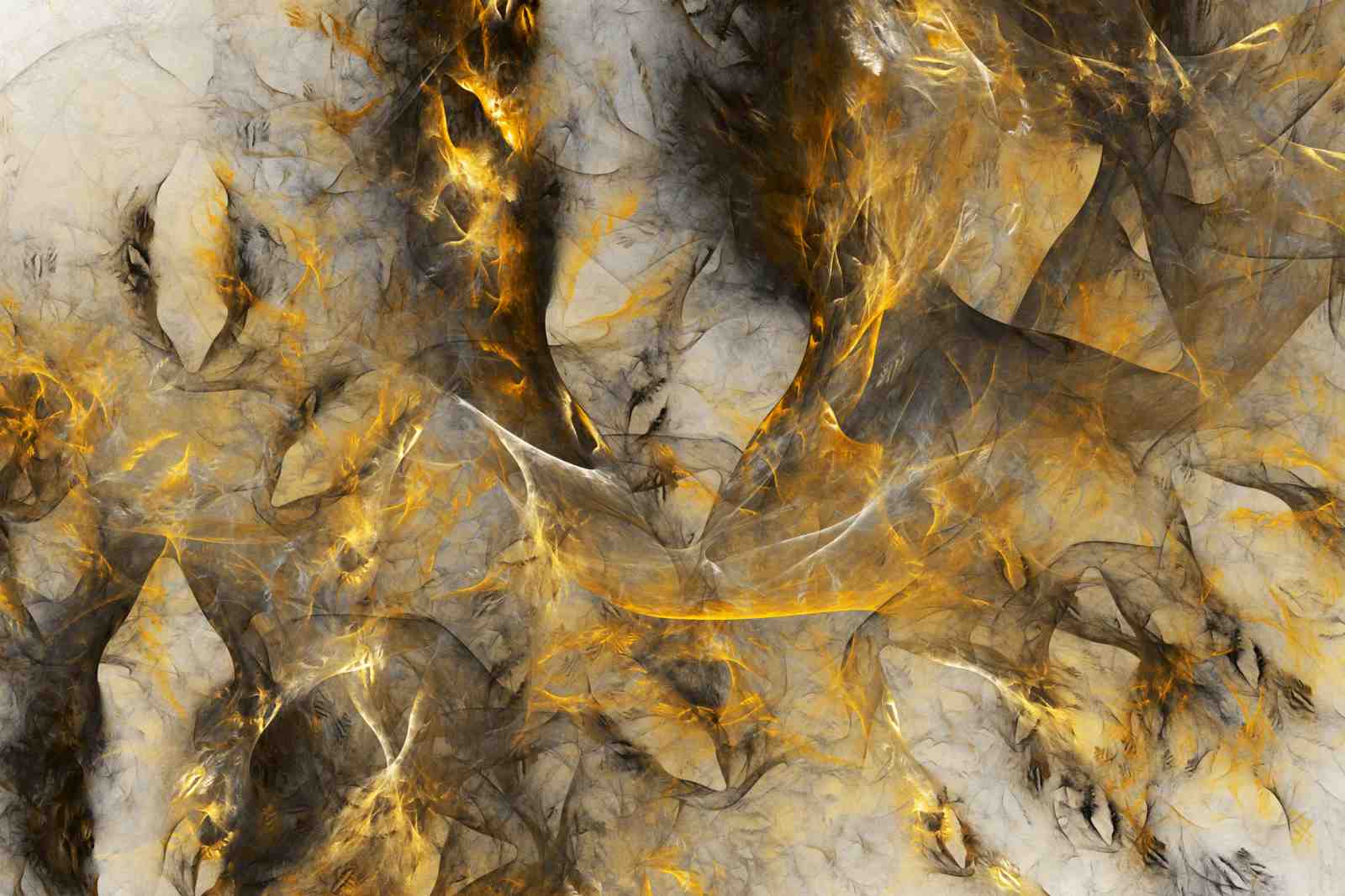 Abstract Gold & Grey Energy Fractal Wall Art