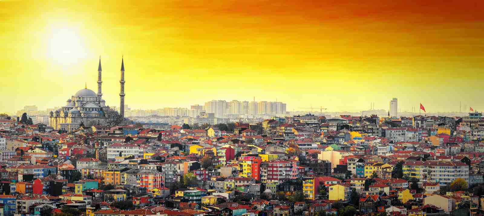 Vibrant Istanbul Cityscape Mosque Wall Art